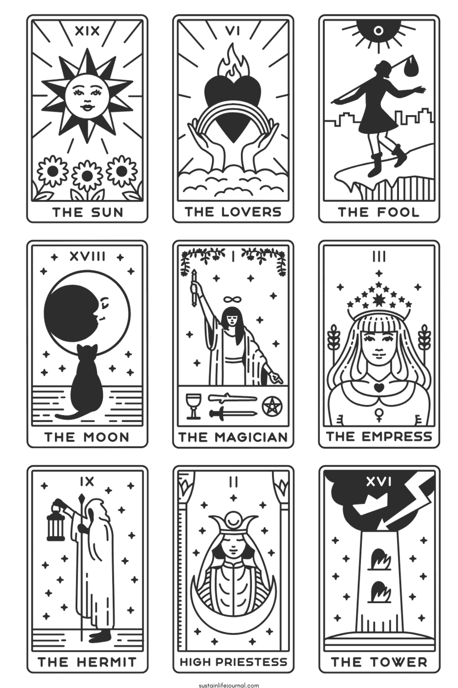 Free Printable Tarot Cards - Sustain Life Journal within Fortune Telling Cards Printable