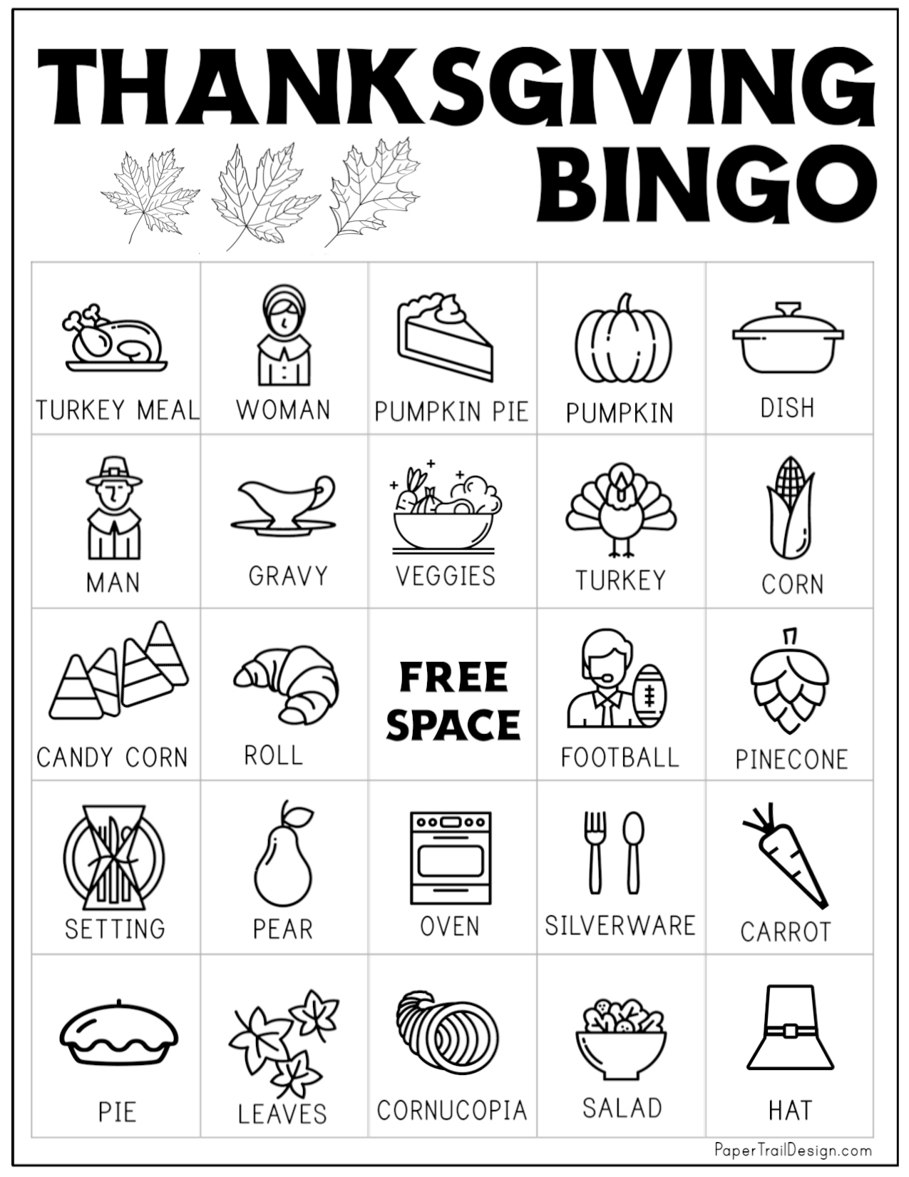 Free Printable Thanksgiving Bingo Cards - Paper Trail Design with regard to Thanksgiving Day Bingo Cards