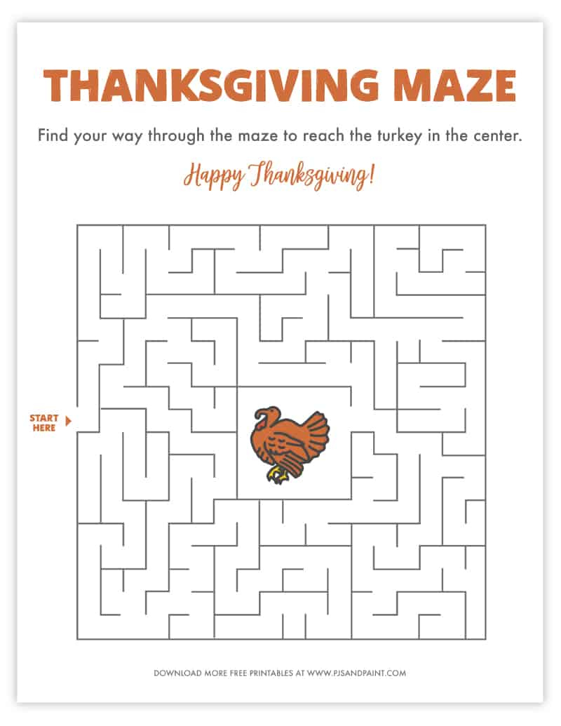 Free Printable Thanksgiving Maze - Thanksgiving Games And Activities inside Turkey Maze Free Printable