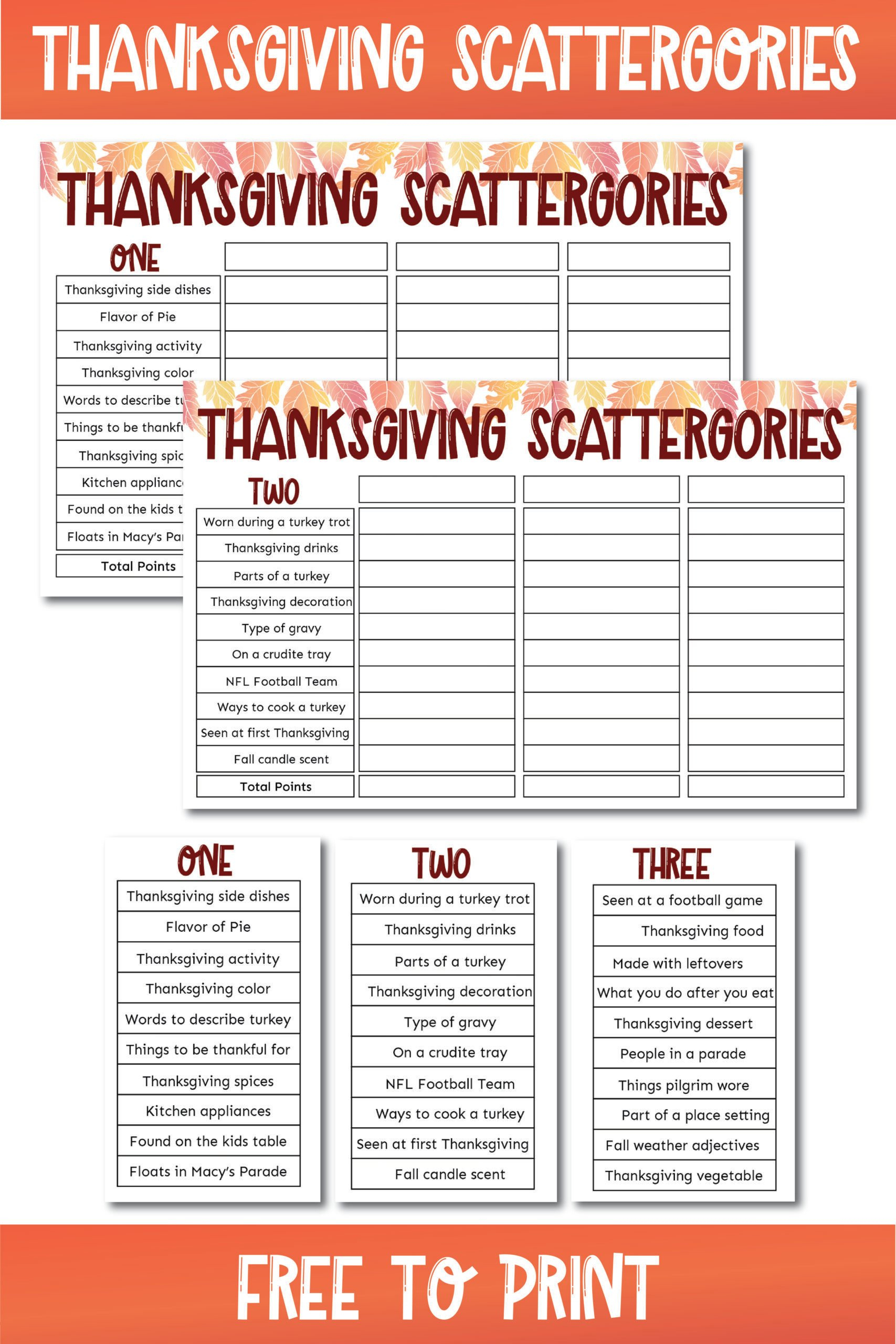 Free Printable Thanksgiving Scattergories Game - Play Party Plan inside Thanksgiving Scattergories Free Printable