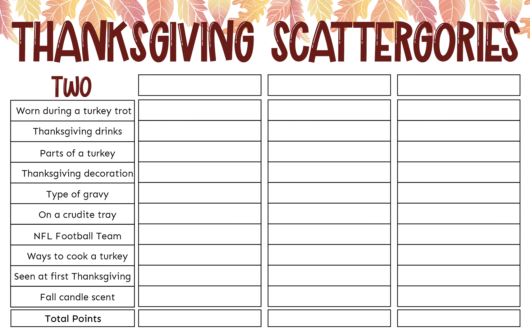 Free Printable Thanksgiving Scattergories Game - Play Party Plan inside Thanksgiving Scattergories Free Printable