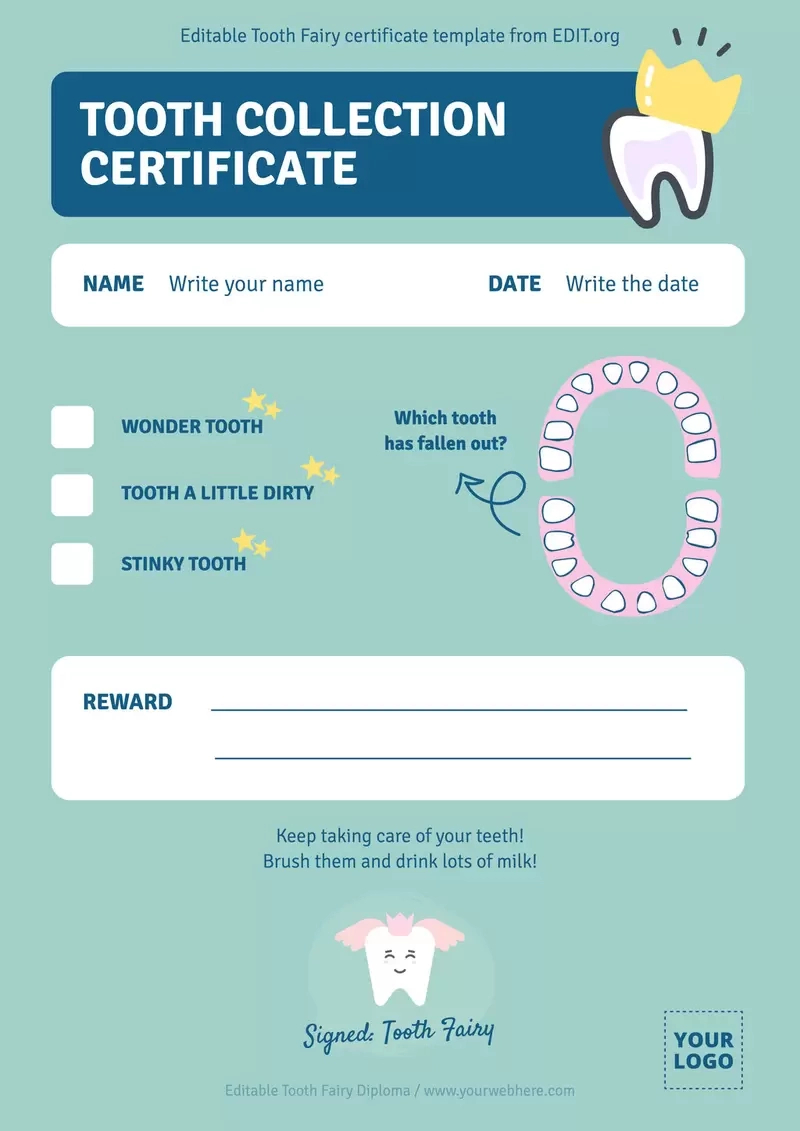 Free Printable Tooth Fairy Certificates with regard to Printable Tooth Fairy Certificates Free