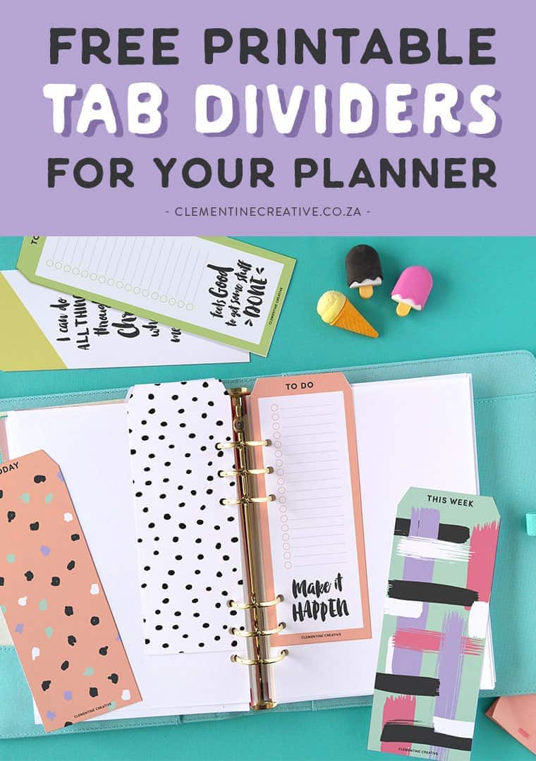 Free Printable Top Tab Dividers For Planners, Diaries And Agendas inside Free Printable Planner Dividers
