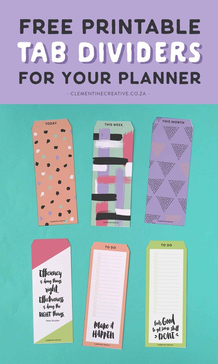 Free Printable Top Tab Dividers For Planners, Diaries And Agendas throughout Free Printable Planner Dividers