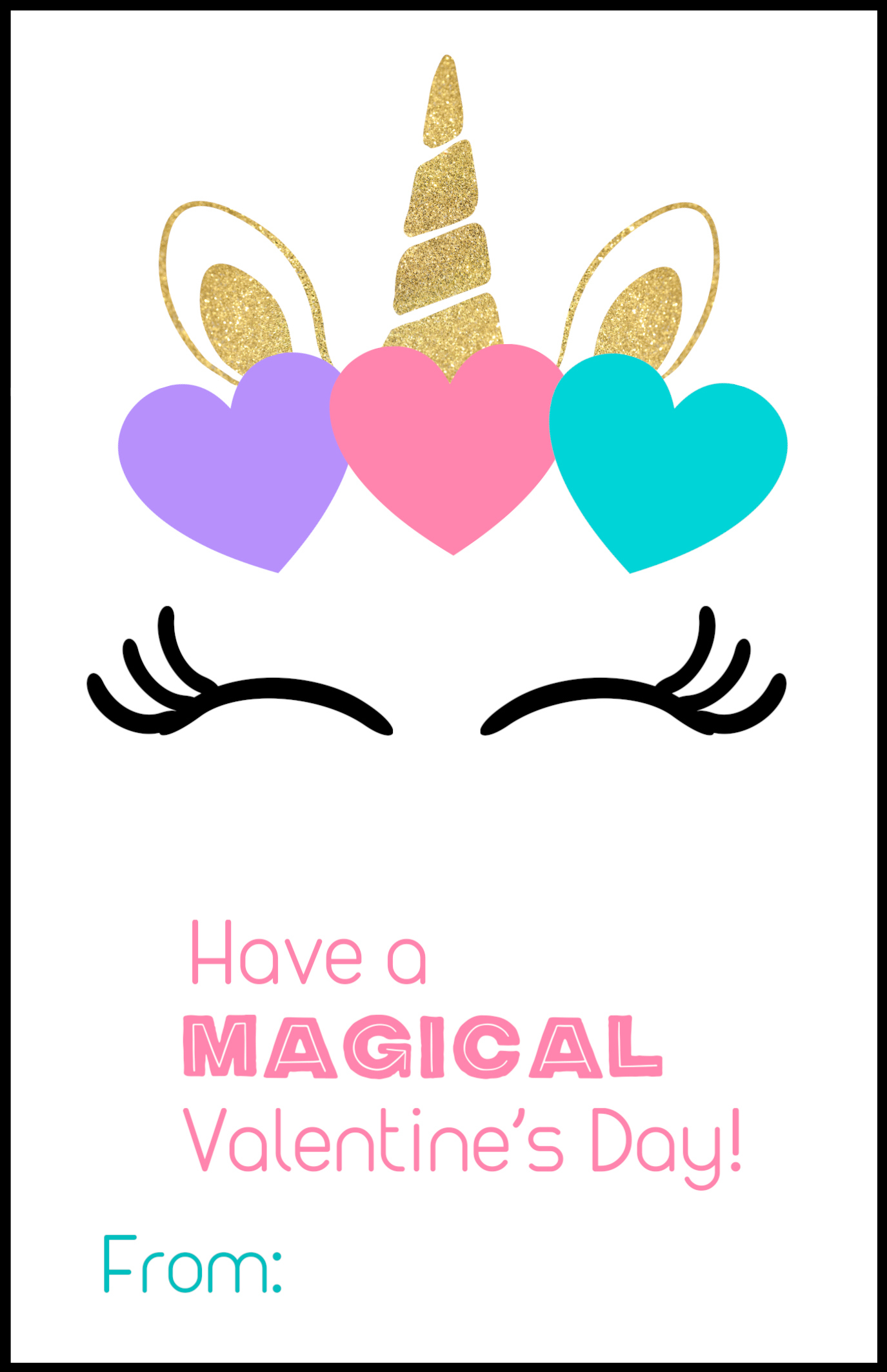 Free Printable Unicorn Valentine Cards - Paper Trail Design intended for Free Printable Unicorn Valentine