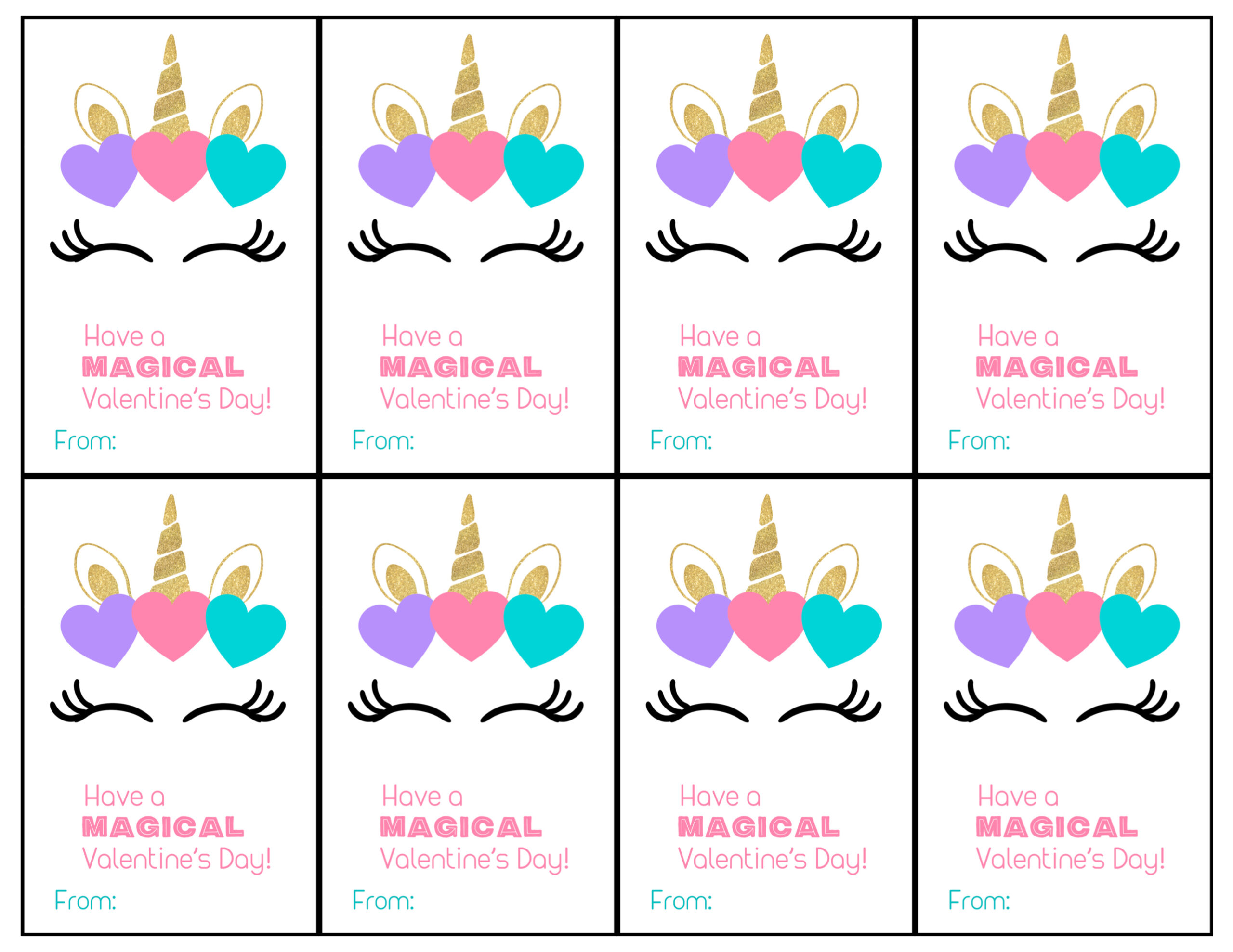 Free Printable Unicorn Valentine Cards - Paper Trail Design throughout Free Printable Unicorn Valentine