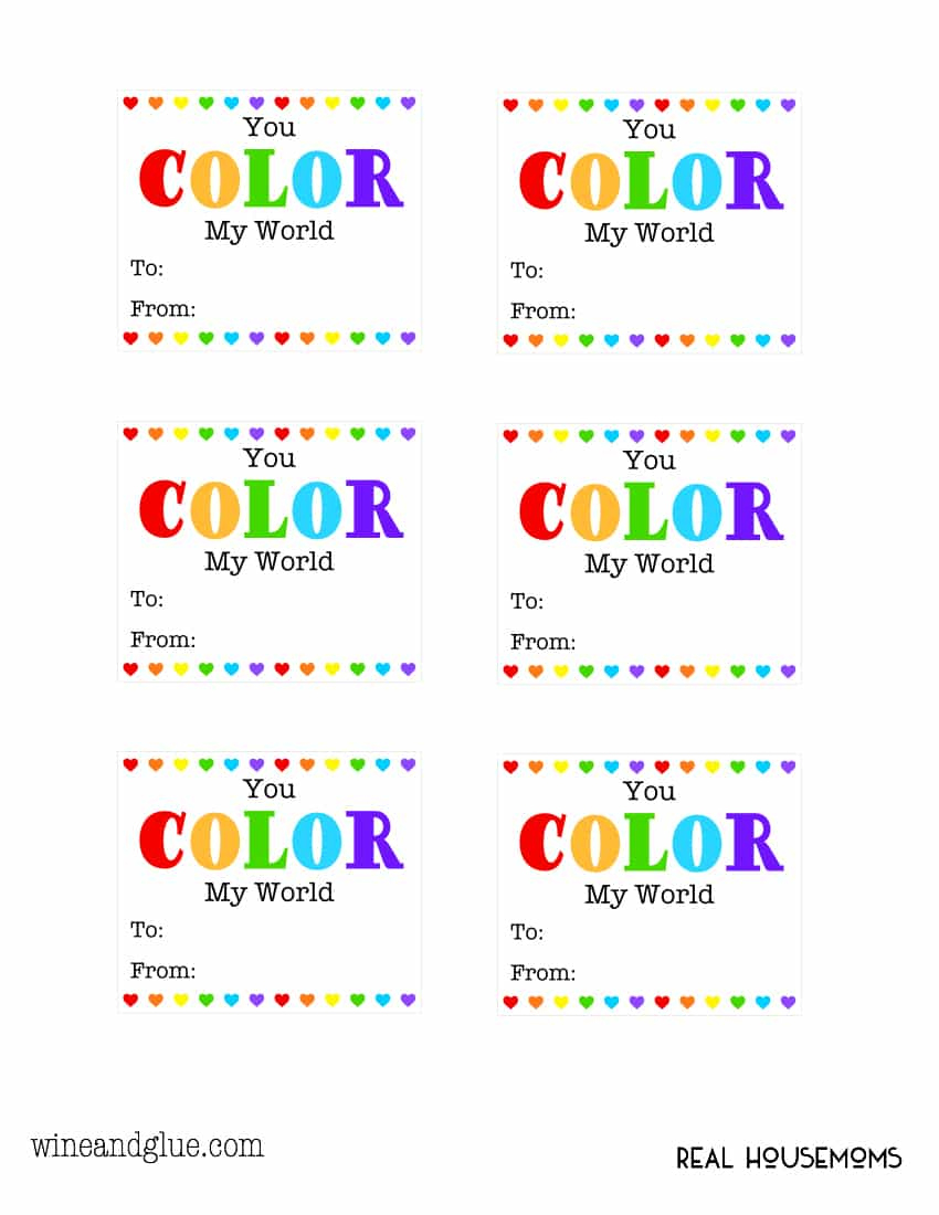 Free Printable Valentine ⋆ Real Housemoms intended for You Color My World Valentine Free Printable