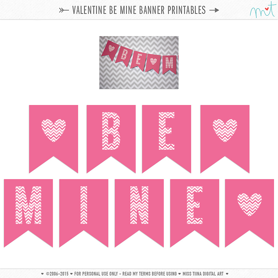 Free Printable Valentine&amp;#039;S &amp;#039;Be Mine&amp;#039; Banner • Miss Tiina · Tina for Free Printable Happy Valentine&amp;#039;S Day Banner Printable