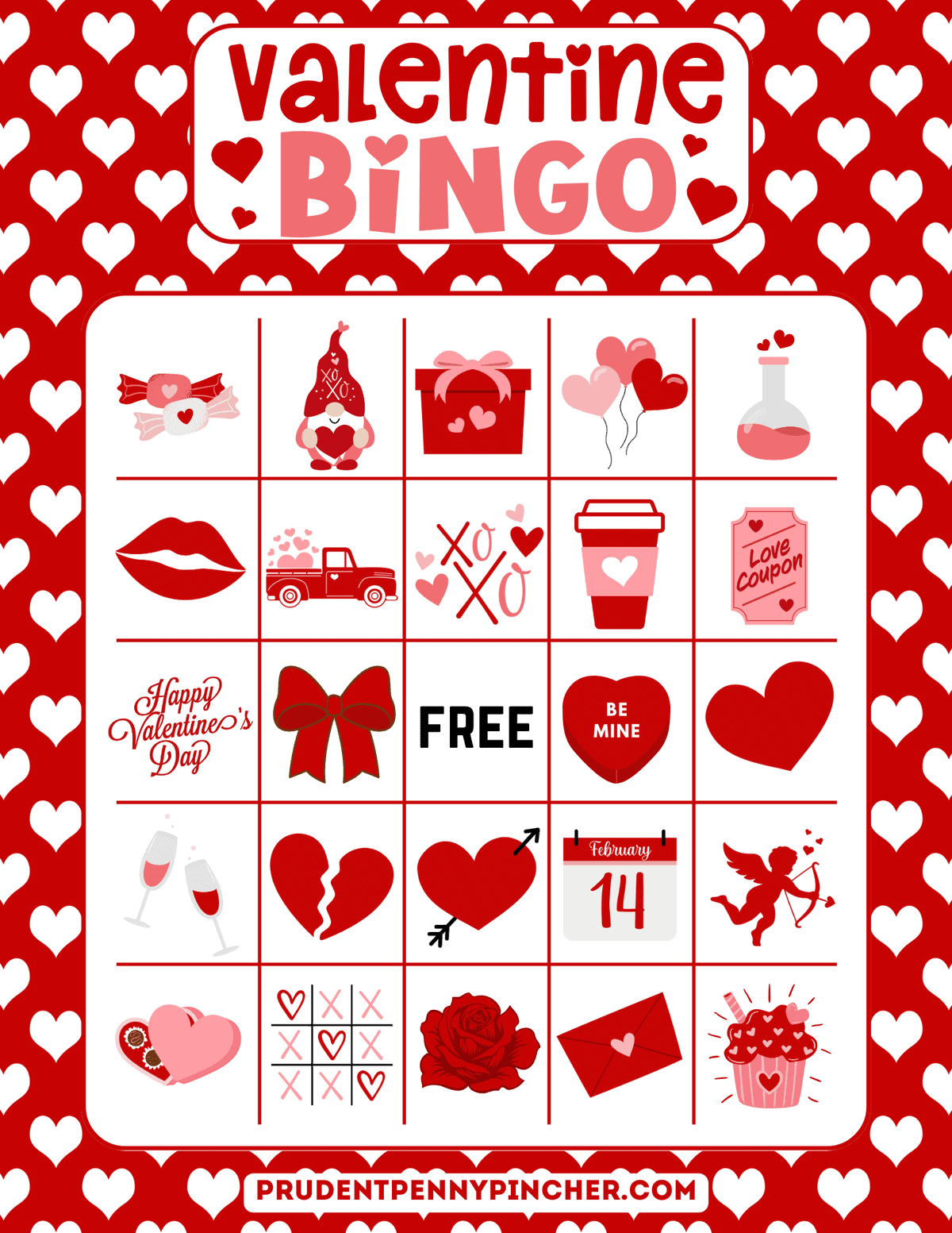 Free Printable Valentine&amp;#039;S Day Bingo Cards - Prudent Penny Pincher within Valentine Day Bingo Cards Printable