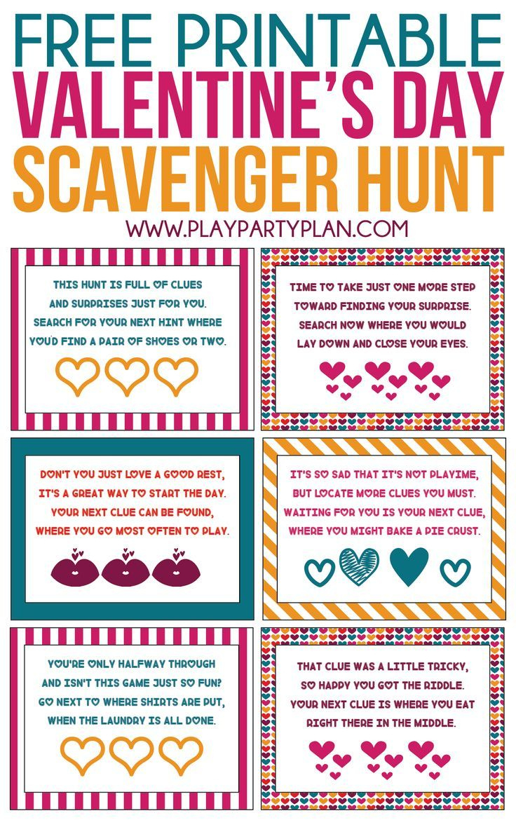 Free Printable Valentine&amp;#039;S Day Scavenger Hunt for Free Printable Valentine Scavenger Hunt