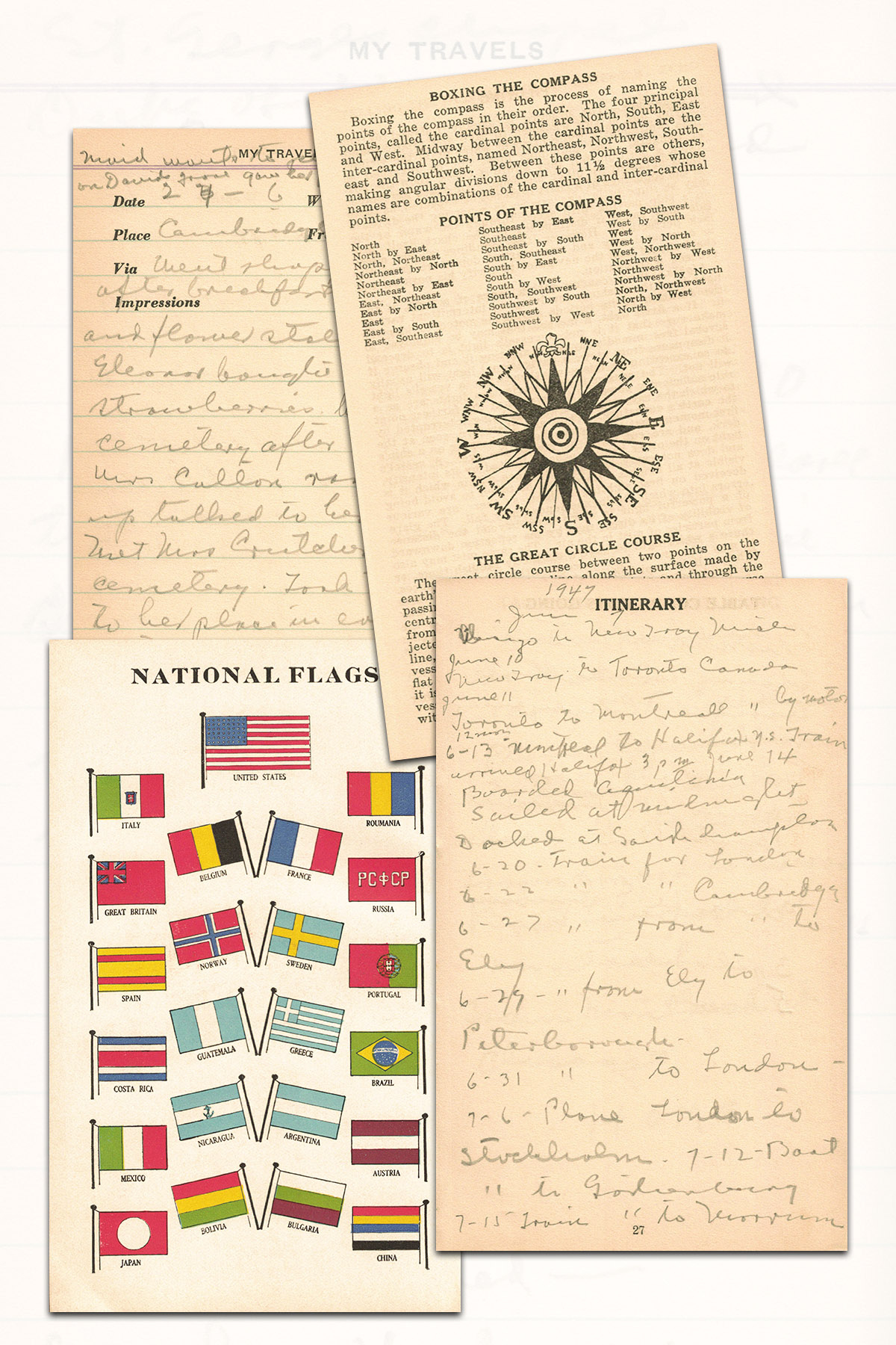 Free Printable Vintage Travel Journal Pages • Rose Clearfield within Free Traveler&amp;#039;S Notebook Printables