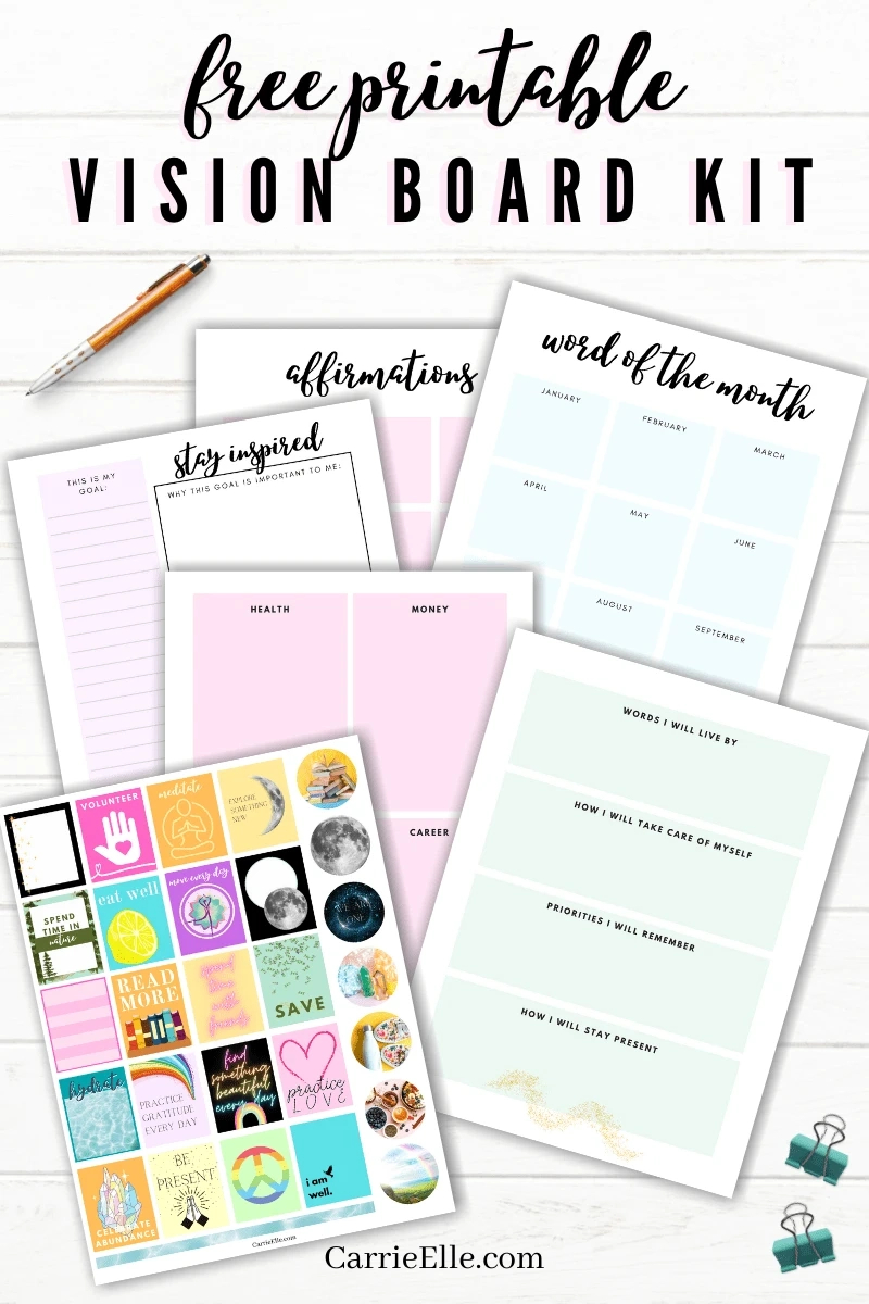 Free Printable Vision Board Kit - Carrie Elle pertaining to Free Printable Weight Loss Vision Board Printables