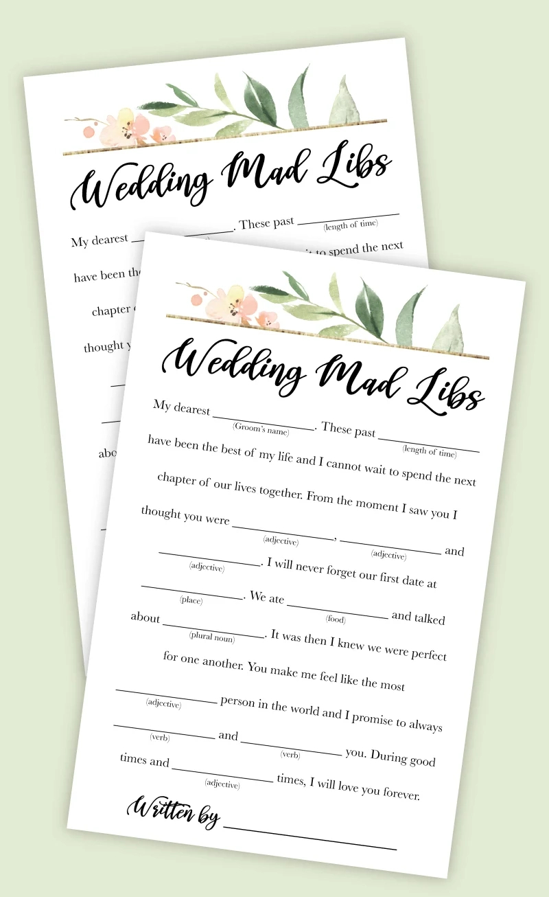 Free Printable Wedding Mad Libs Game - Pjs And Paint within Bridal Shower Mad Libs Printable Free