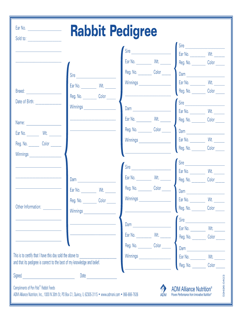 Free Rabbit Pedigree Template: Fill Out &amp;amp; Sign Online | Dochub pertaining to Free Printable Rabbit Pedigree Template