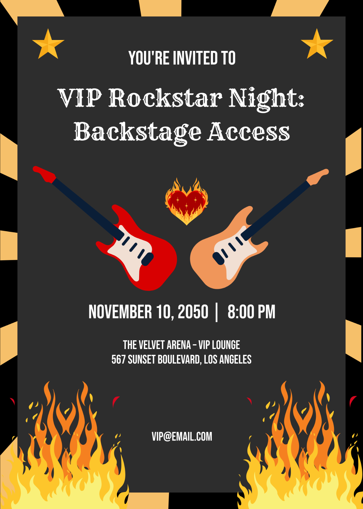 Free Rockstar Theme Vip Invitation Template To Edit Online inside Free Printable Rock And Roll Invitation Templates