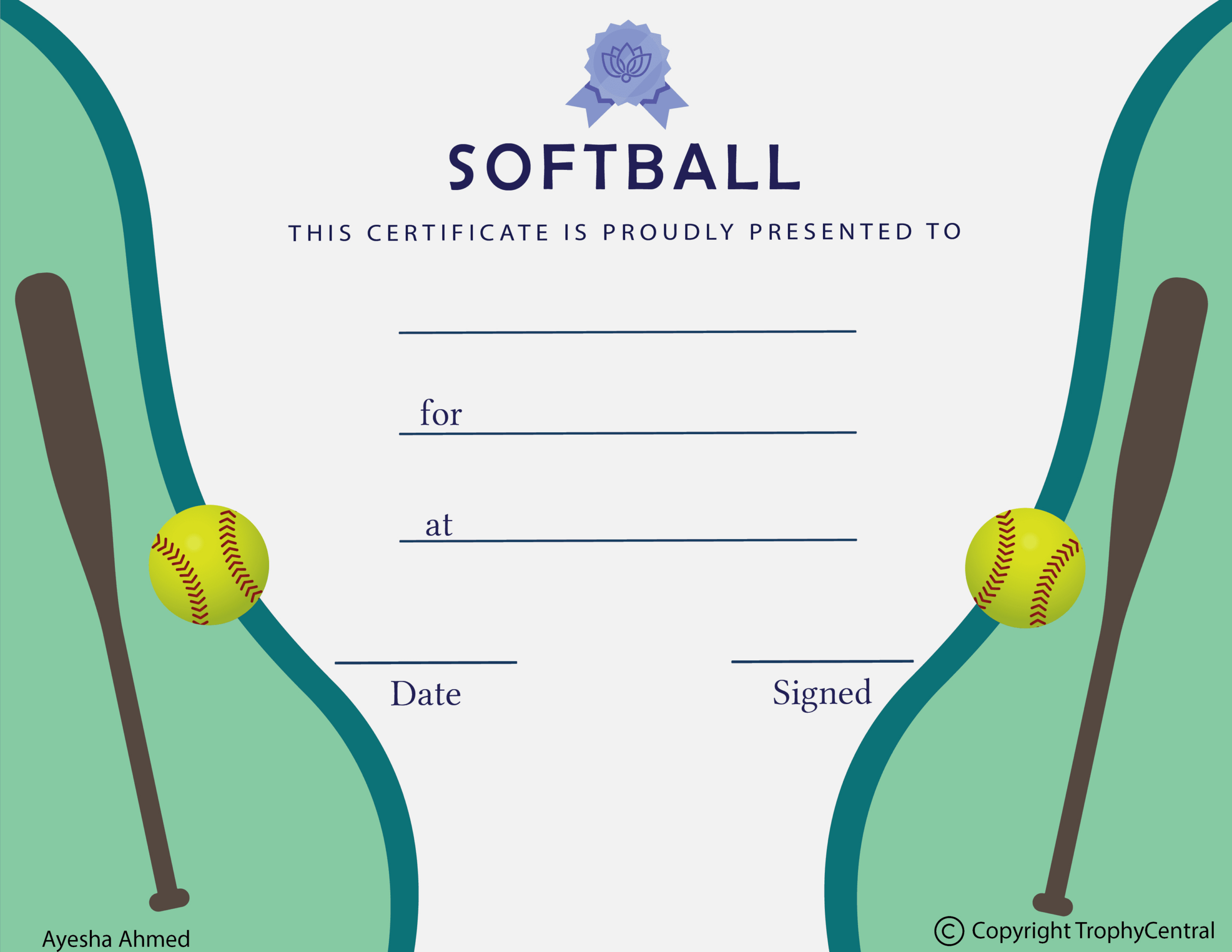 Free Softball Certificate Template | Trophycentral - Worksheets throughout Free Printable Softball Certificate Template Free