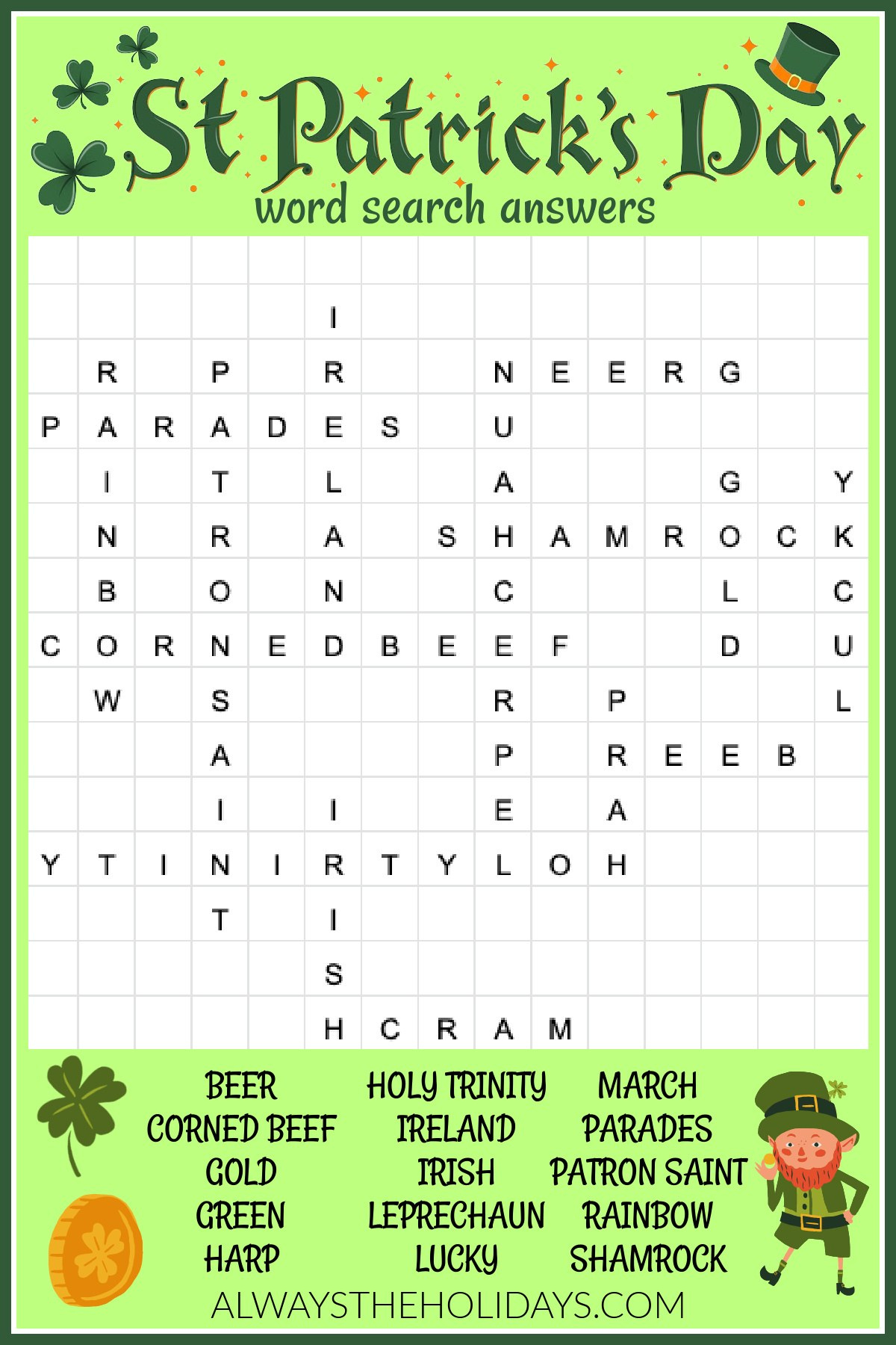Free St. Patrick&amp;#039;S Day Word Search Printable - Answers Included throughout Free Printable St Patrick&amp;#039;S Day Word Search