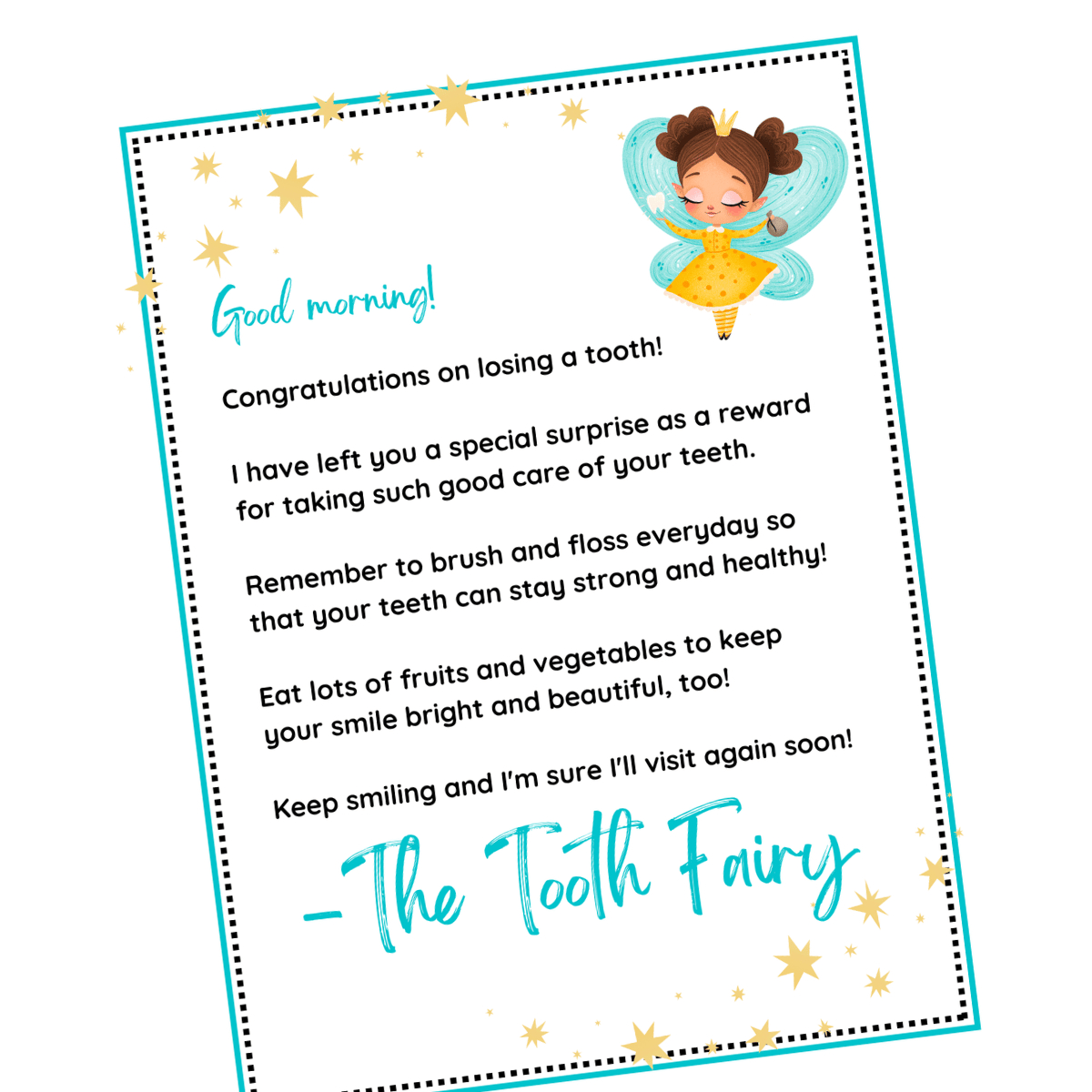 Free Tooth Fairy Letter Printable Your Kid Will Love intended for Letters From The Tooth Fairy Free Printables