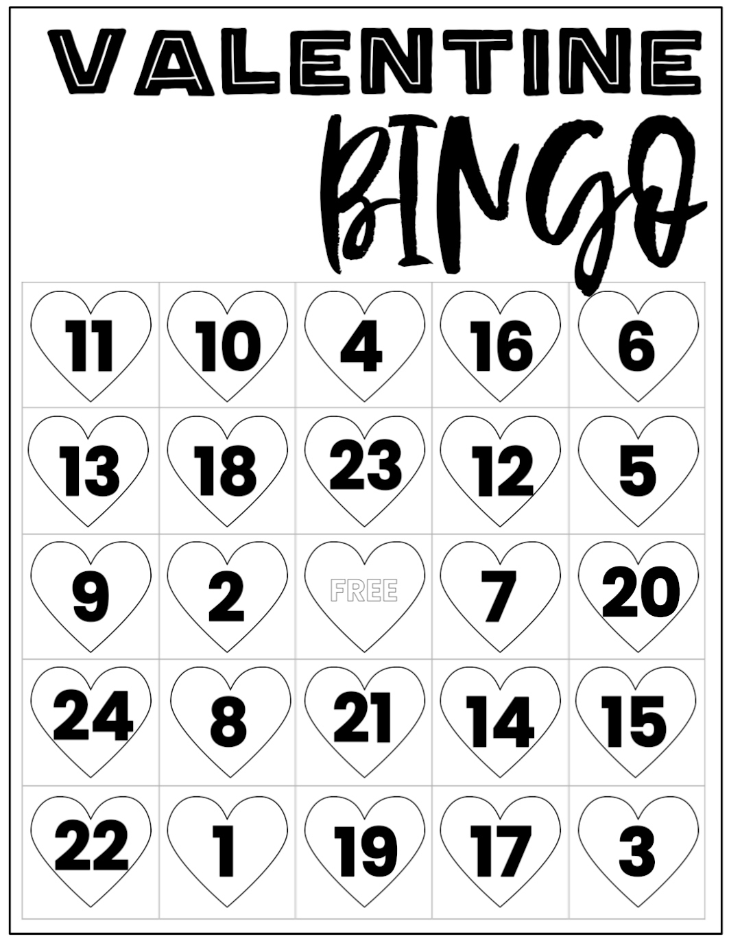 Free Valentine Bingo Printable Cards - Paper Trail Design pertaining to Free Printable Valentine Bingo Cards For Large Groups