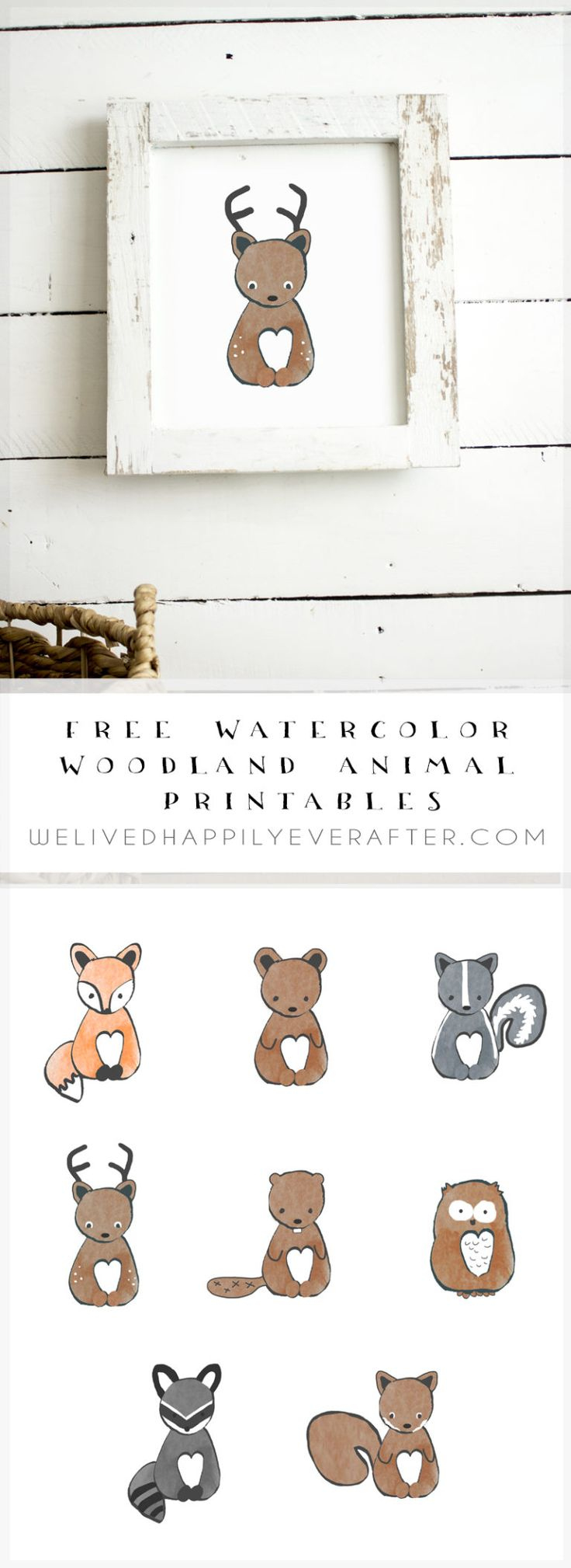 Free Watercolor Forest Woodland Animal Nursery Prints inside Free Woodland Nursery Printables
