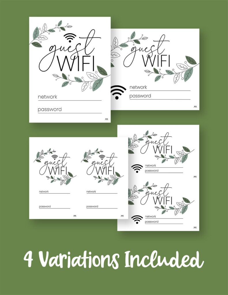 Free Wifi Password Signs - 25 Free Designs | Printabulls throughout Free Printable Wifi Password Template 5x7