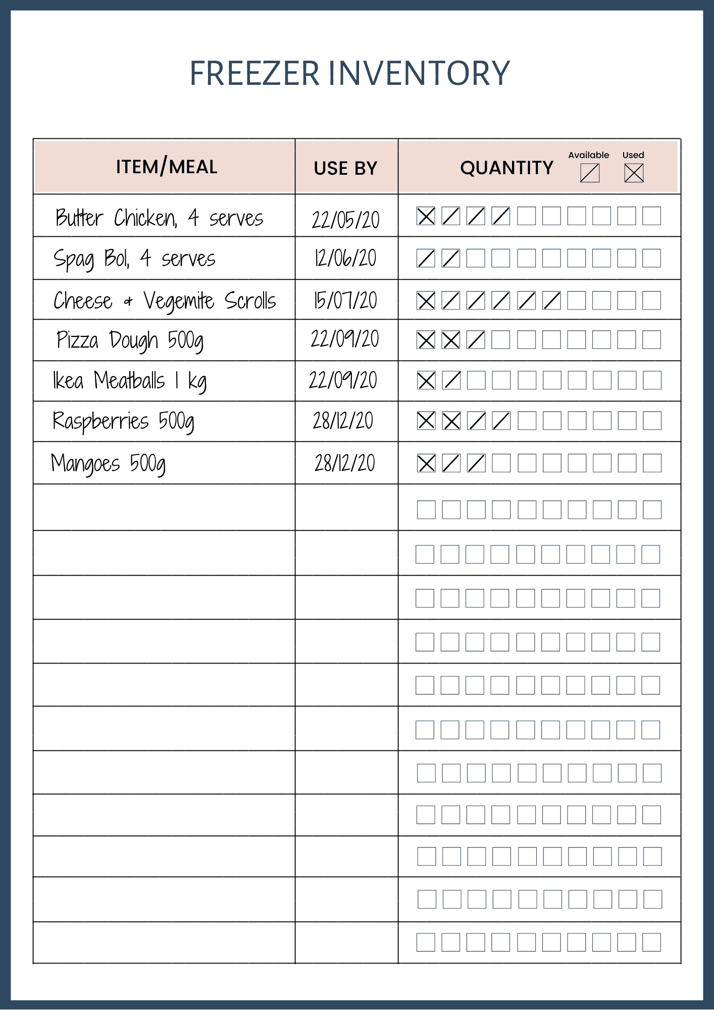 Freezer Inventory List Printable - Thermo Diva pertaining to Freezer Inventory Printable Free