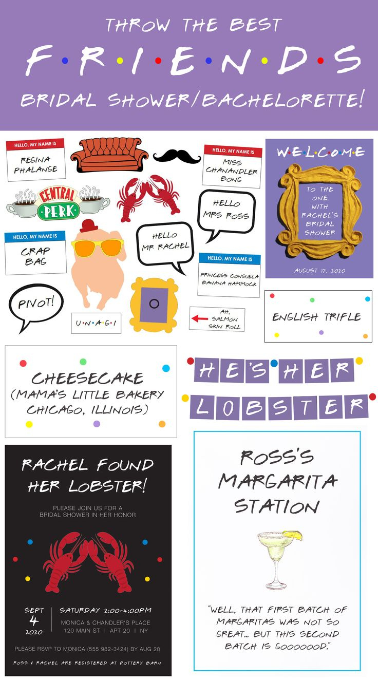Friends Bridal Shower / Bachelorette Party Printable Package intended for Friends Themed Party Free Printables