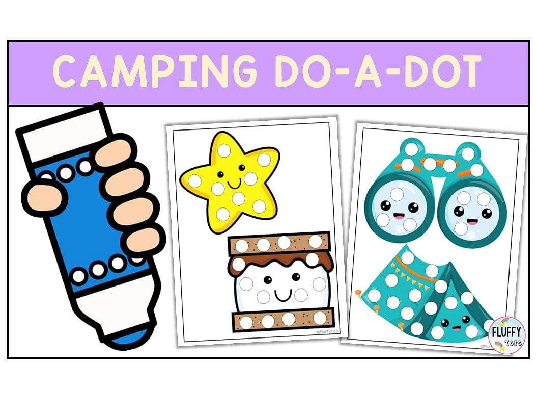 Fun Camping Dot Printables For Kids - Fluffytots in Camping Do a Dot Printables