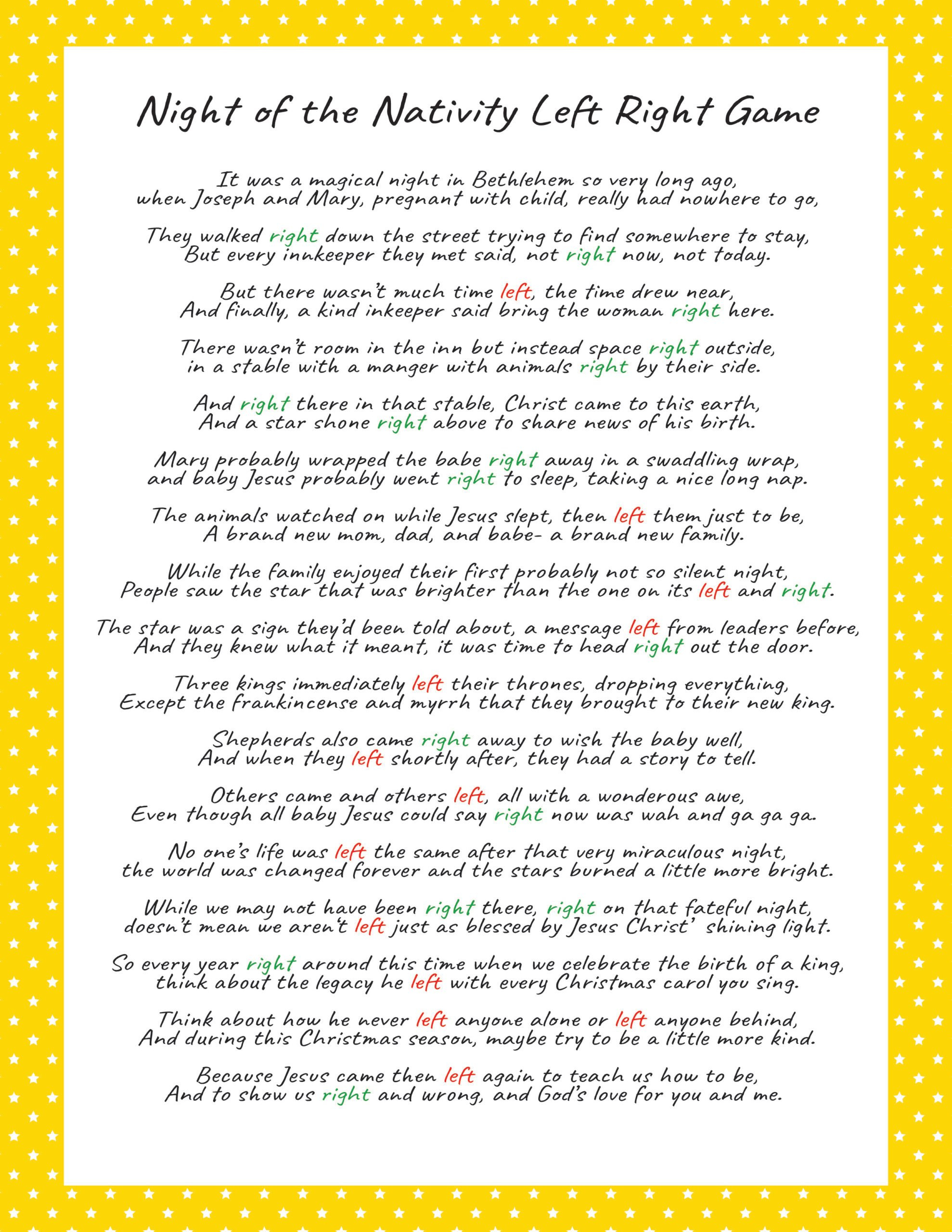 Fun Left Right Christmas Game (4 Printable Stories) - Play Party Plan inside Printable Left Right Game Story Any Occasion