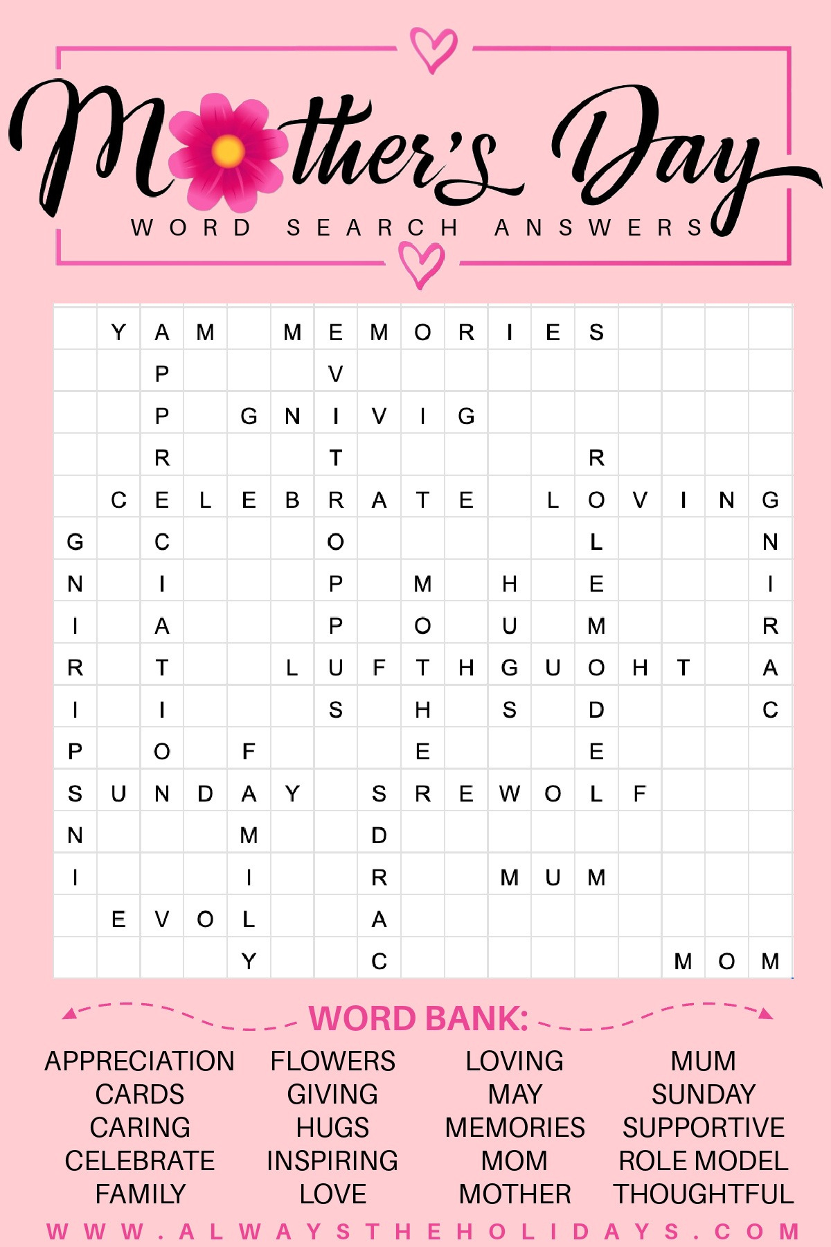 Get A Mother&amp;#039;S Day Word Search - Free Mother&amp;#039;S Day Printable throughout Mother&amp;amp;#039;s Day Crossword Puzzles Printable