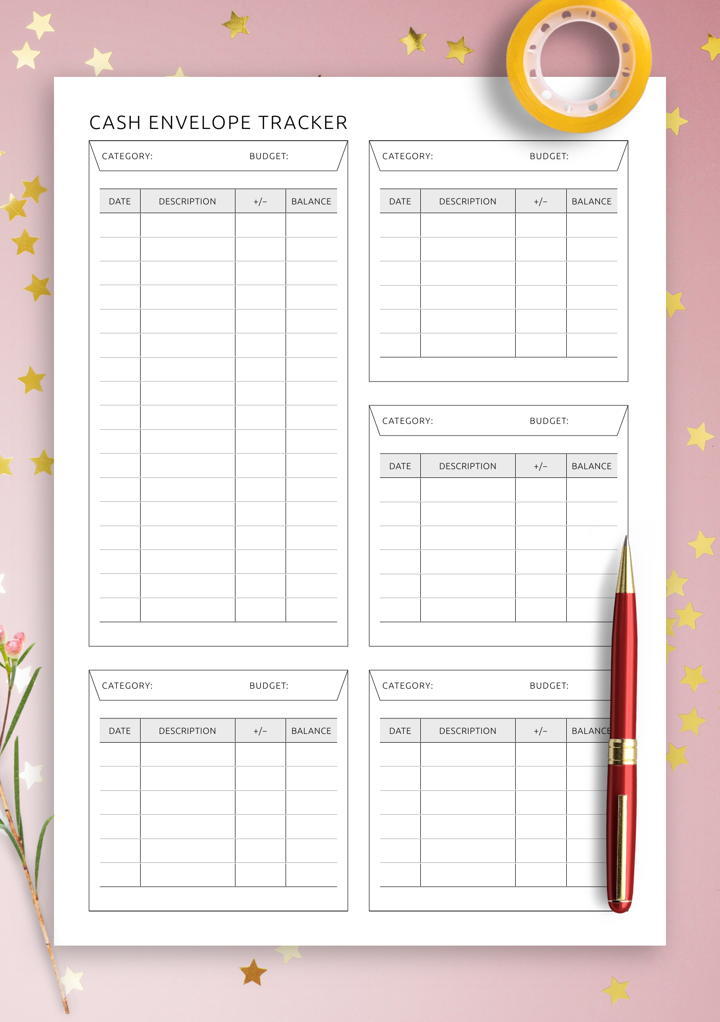 Get Cash Envelope Tracker Pdf - Printable Or Digital Template For in Free Printable Cash Envelopes
