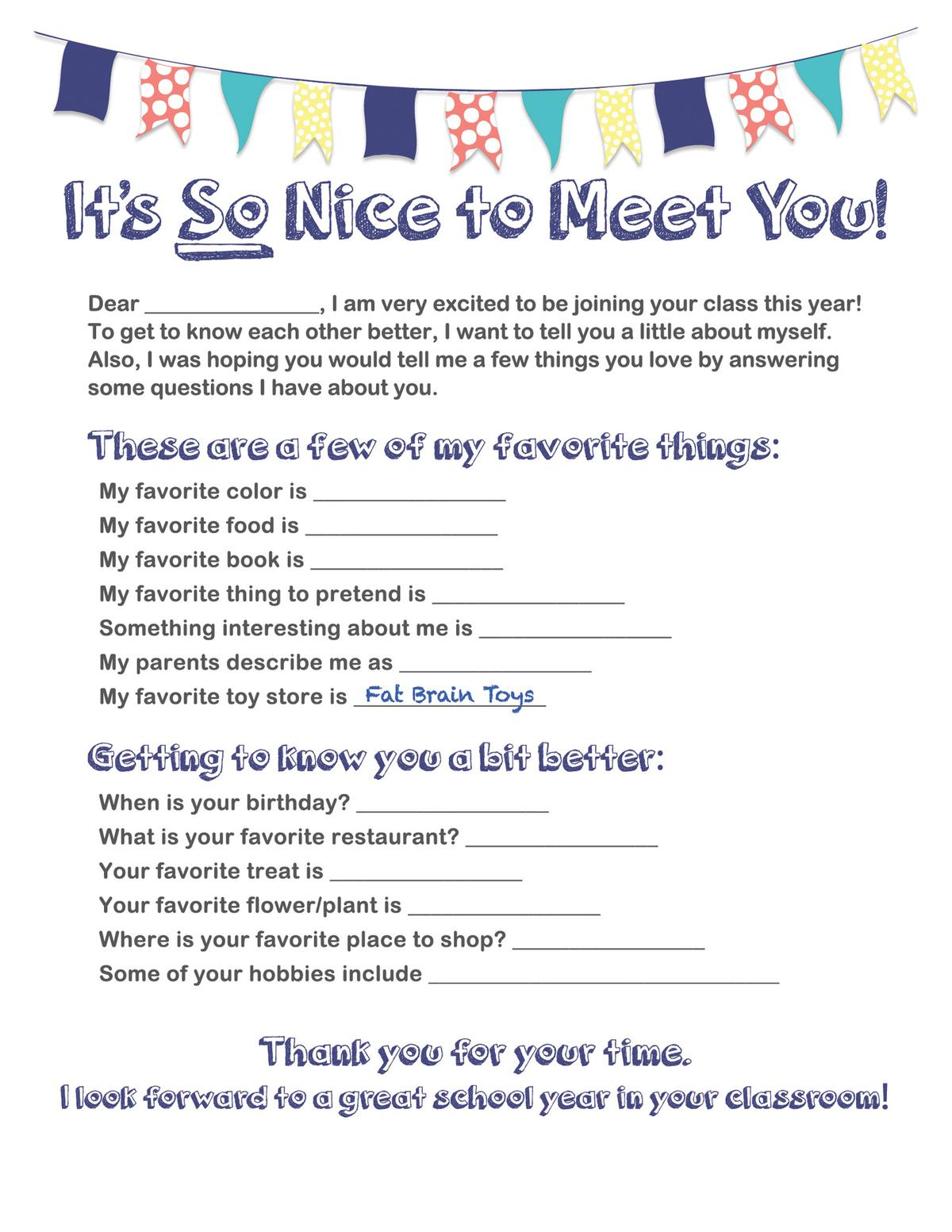 Get To Know Your New Teacher - Free Printable in Get to Know Your Teacher Questions Free Printable