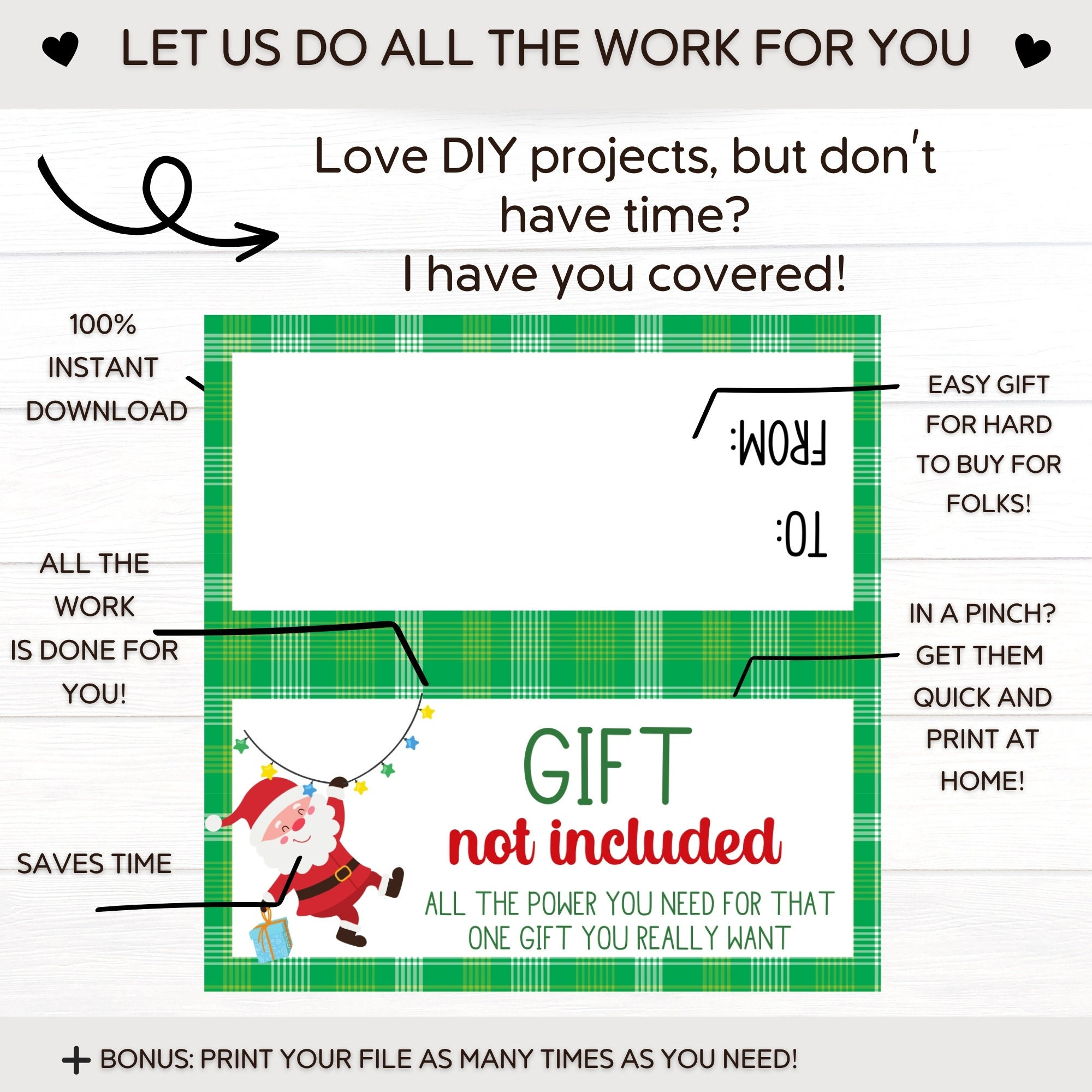Gift Not Included White Elephant Gag Gift | Stocking Stuffer with Gift Not Included Printable