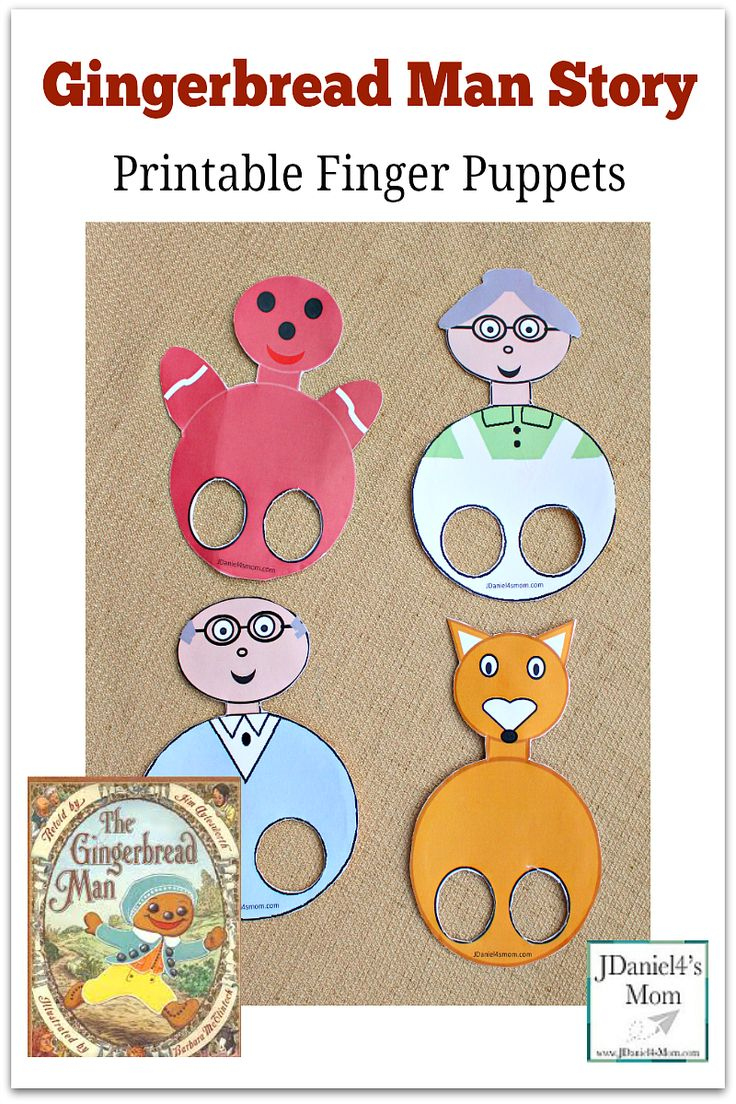 Gingerbread Man Story - Printable Finger Puppets for Free Printable Gingerbread Man Story Characters Printable