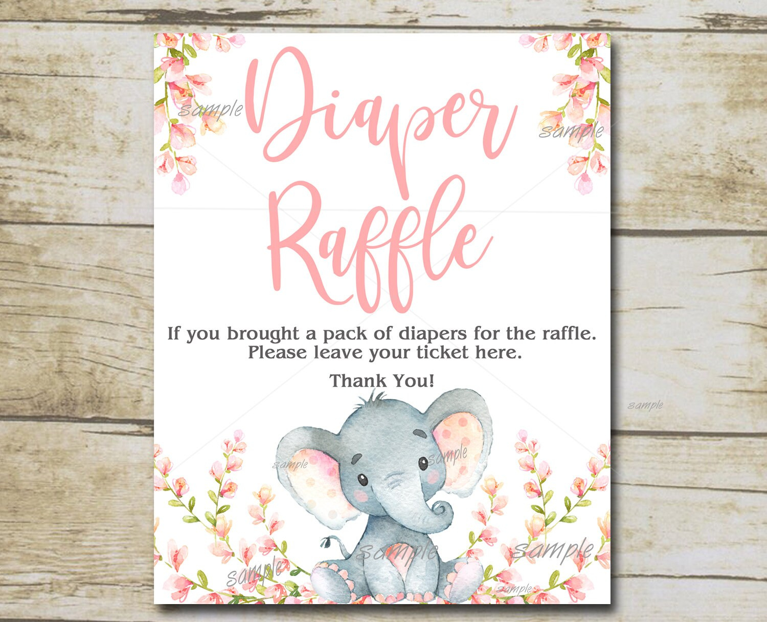 Girl Elephant Baby Shower Diaper Raffle Sign, Pink Elephant inside Free Printable Diaper Raffle Tickets Elephant