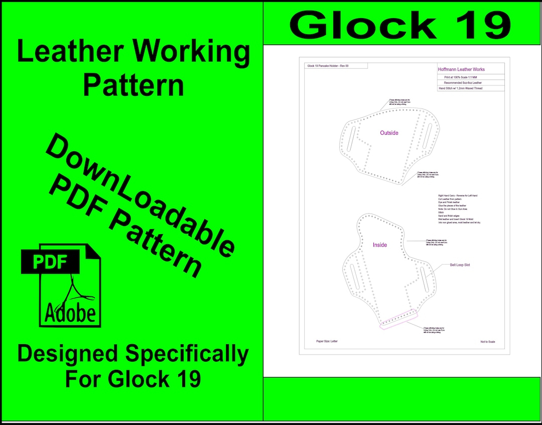 Glock 19 Leather Holster Pattern. Make Your Own Leather Holster throughout Free Printable Leather Holster Patterns