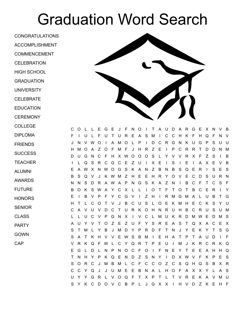 Graduation Word Search - Wordmint with regard to Graduation Word Search Free Printable