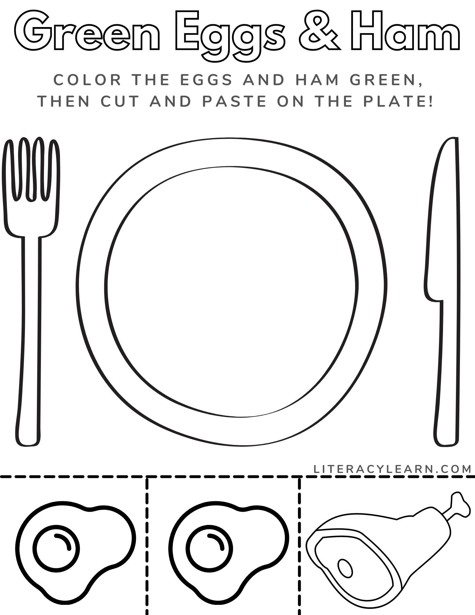 Green Eggs &amp;amp; Ham Printable Worksheet - Literacy Learn intended for Green Eggs and Ham Printable Images