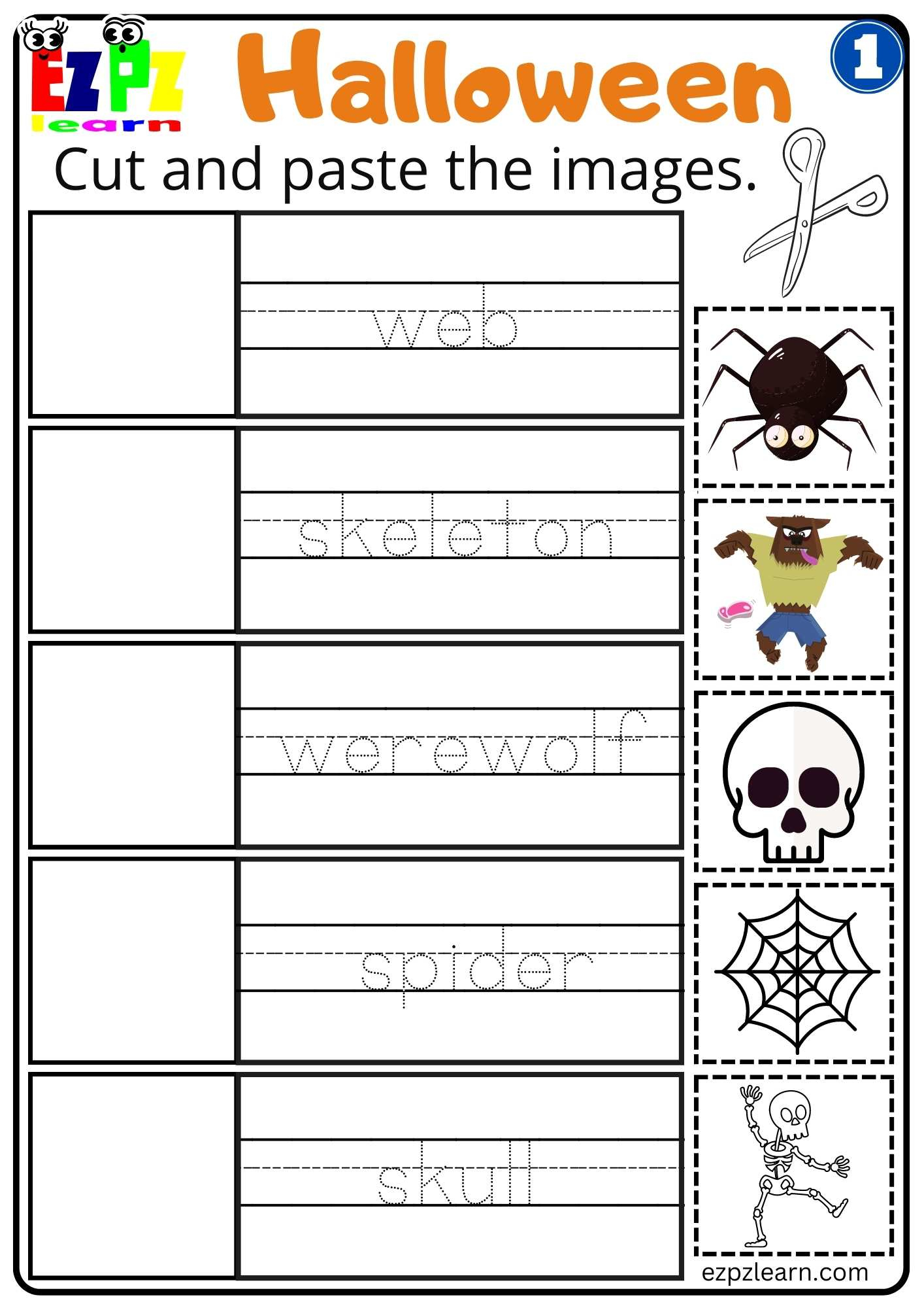 Group 1 Halloween Cut And Paste Worksheet For Kids Free Pdf throughout Printable Halloween Cut And Paste