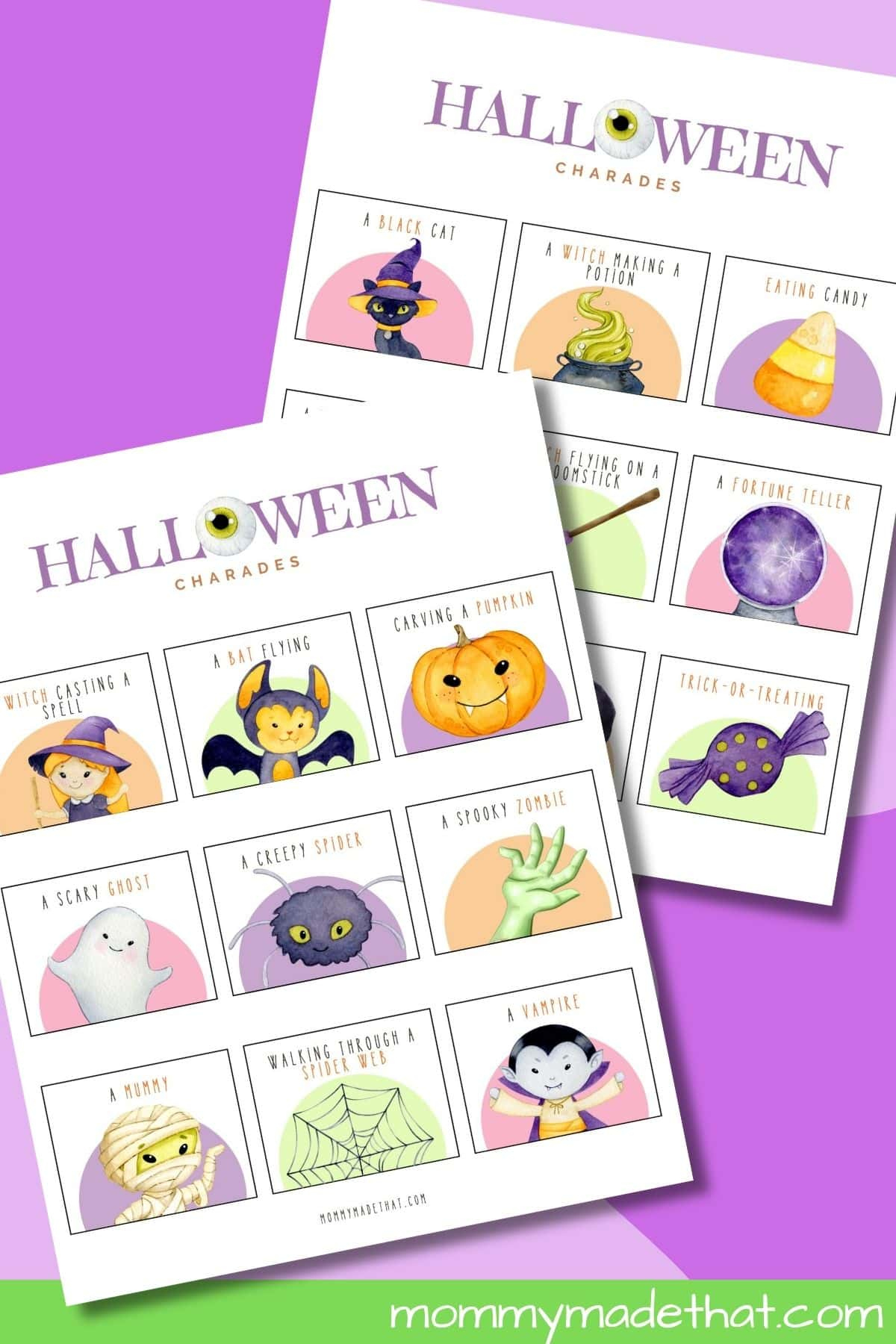 Halloween Charades (Free Printable) intended for Halloween Charades Free Printable