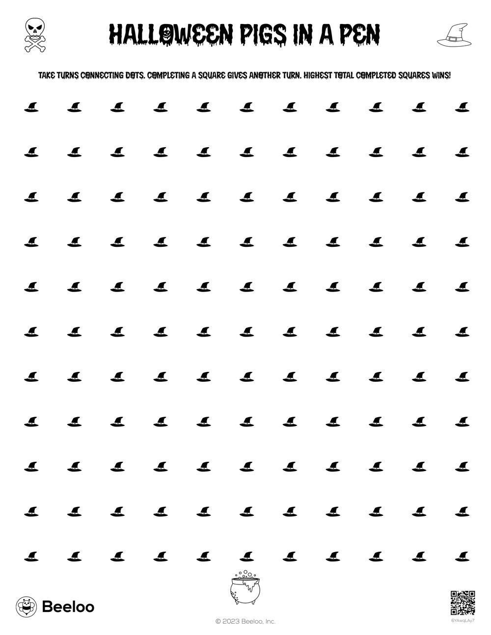 Halloween-Themed Dots And Boxes Games • Beeloo Printable Crafts for Printable Medium Halloween Dot To Dot