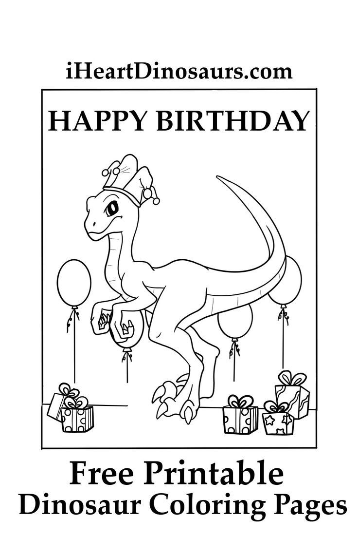 Happy Birthday Dinosaur Coloring Sheet inside Free Dinosaur Birthday Printables