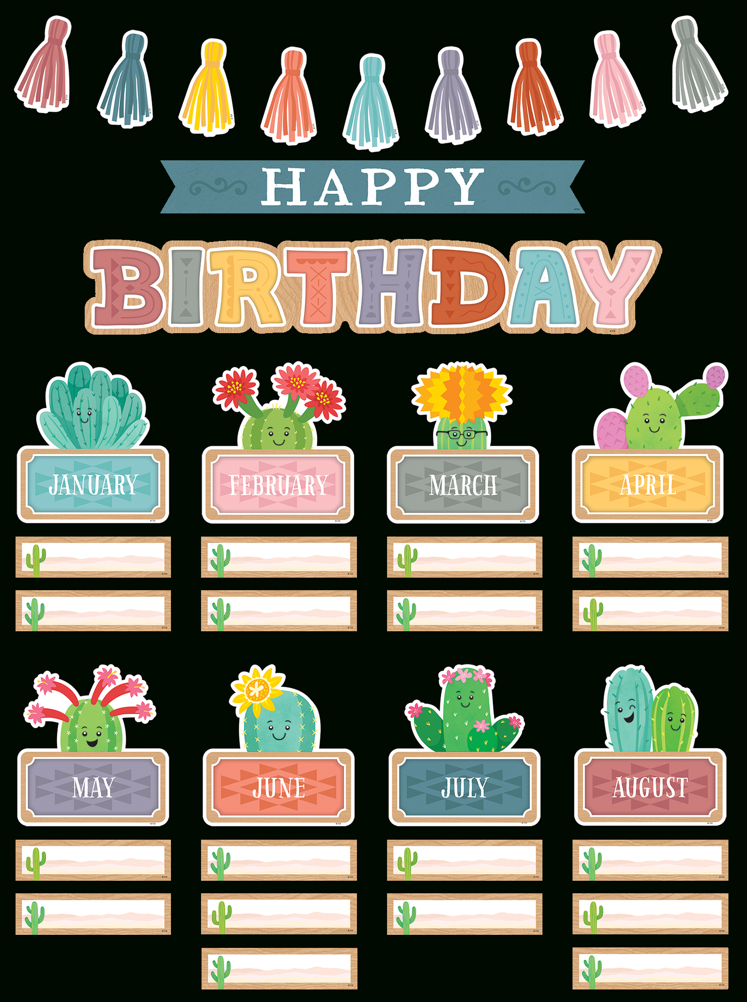 Happy Cactus Crew Happy Birthday Mini Bulletin Board Set - The for Birthday Bulletin Board Printable