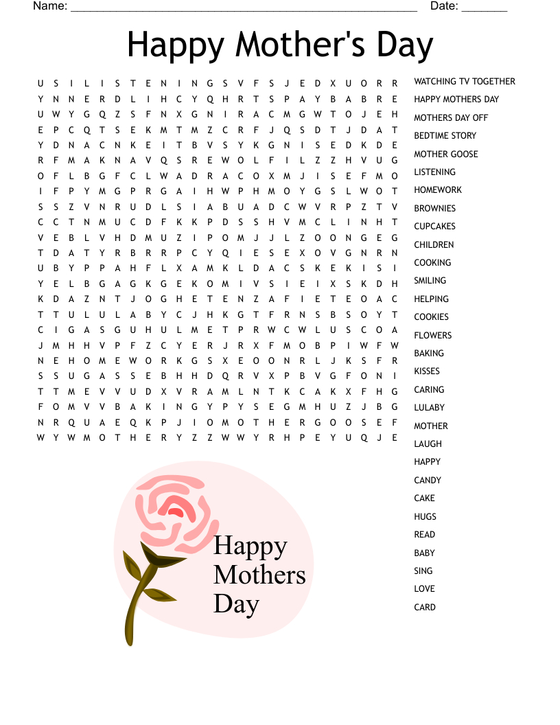 Happy Mothers Day Word Search - Wordmint - Worksheets Library pertaining to Mother&amp;#039;S Day Word Search Free Printable
