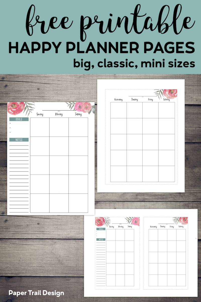 Happy Planner Free Printable Pages - Floral - Paper Trail Design for Free Big Happy Planner Printables