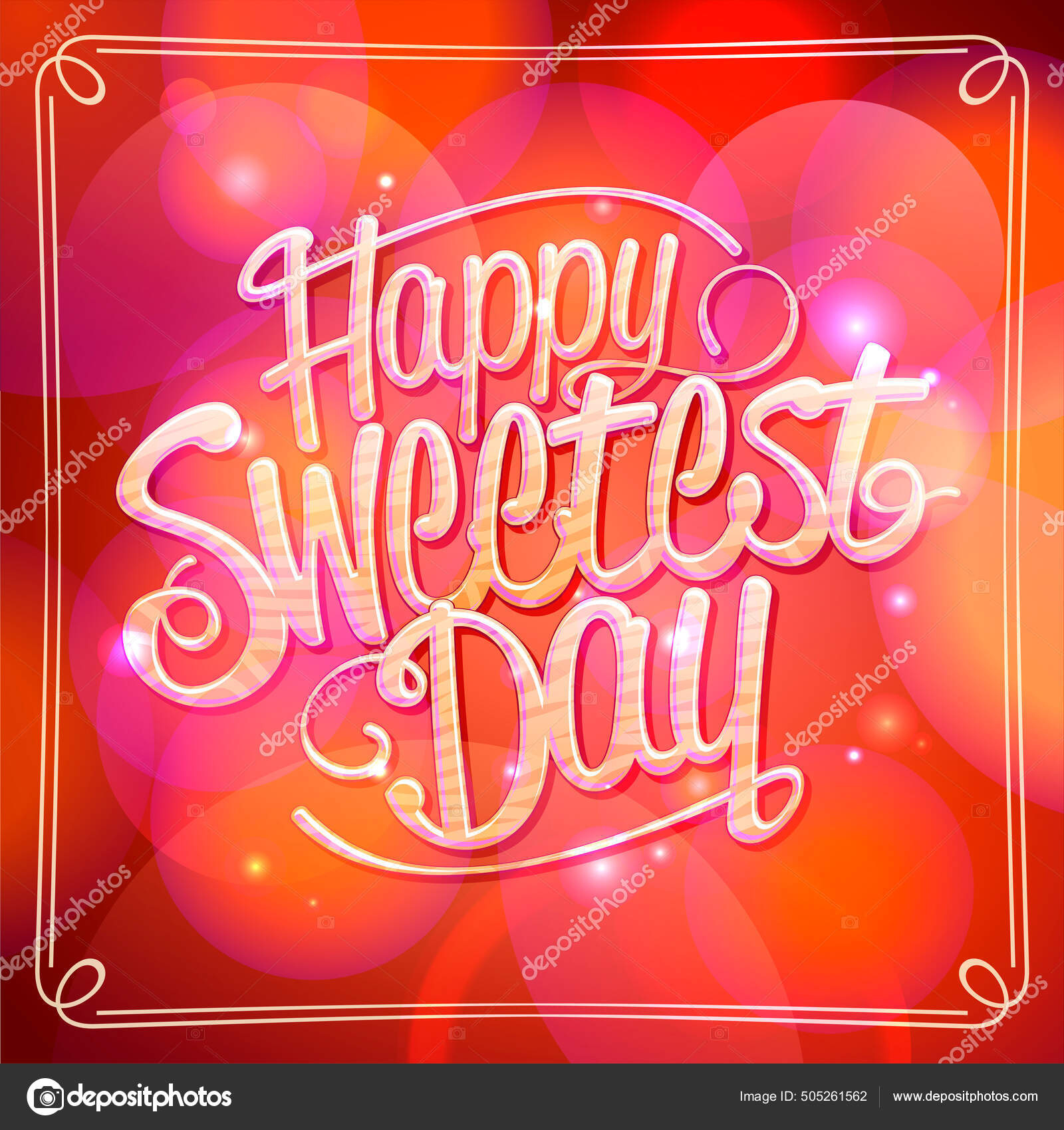 Happy Sweetest Day Card Vector Template Golden Lettering Red Bokeh throughout Printable Sweetest Day Cards