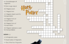Harry Potter Crossword Worksheets & Printable in Harry Potter Crossword Printable