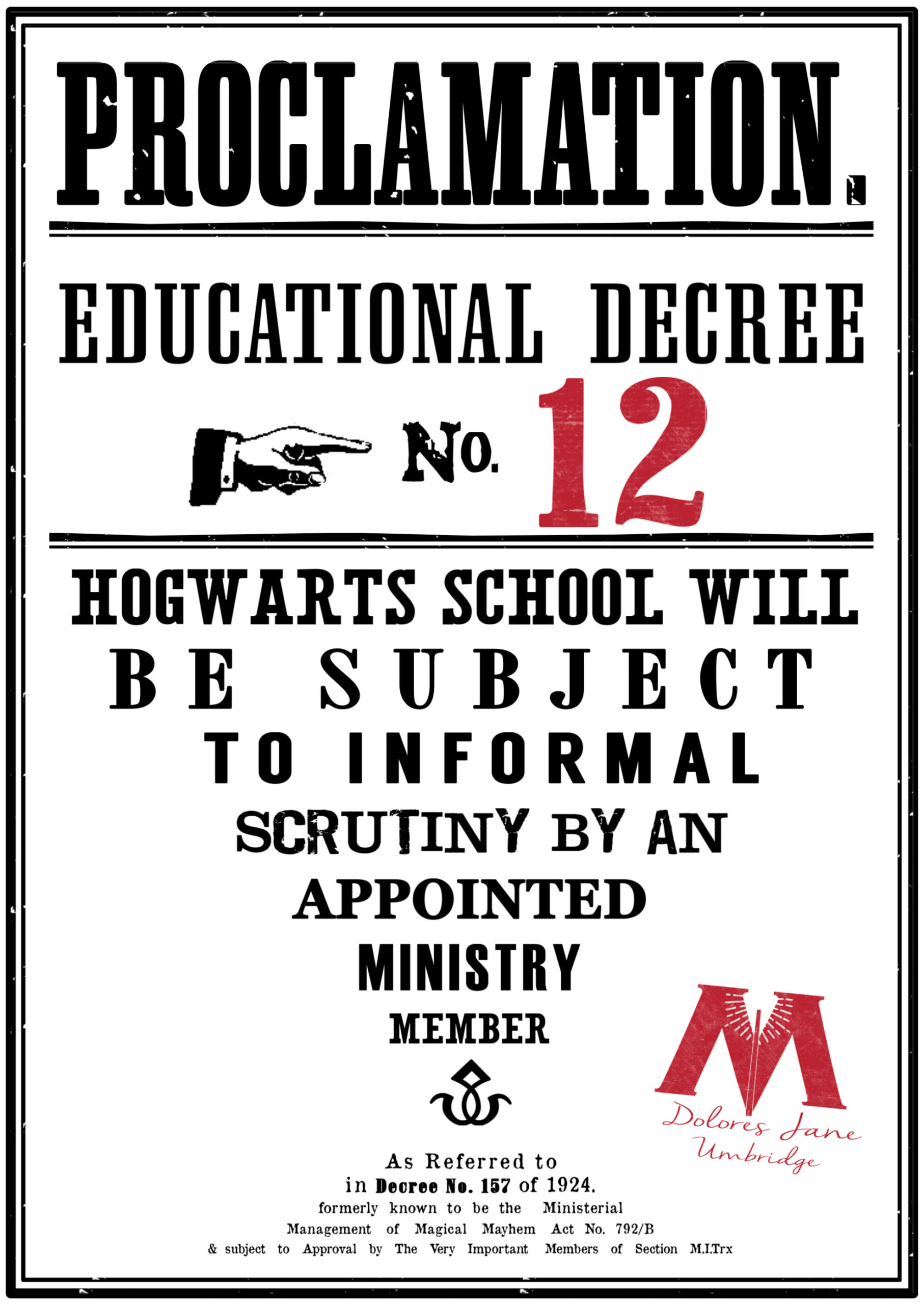 Harry Potter Educational Decrees {Free Printables} - Paper Trail intended for Harry Potter Printable Posters Free