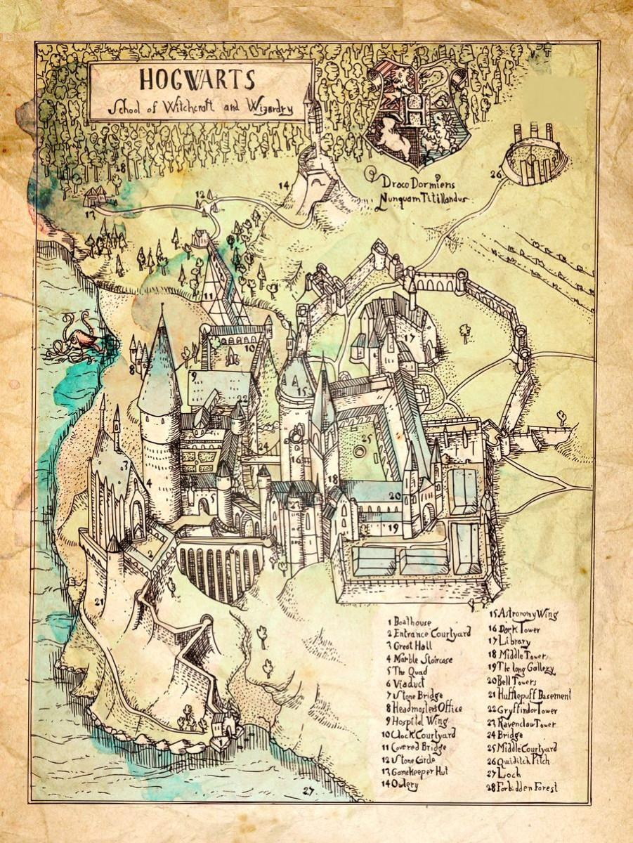Harry Potter Hogwarts Map Prop Print | Estatesales intended for Printable Map Of Hogwarts