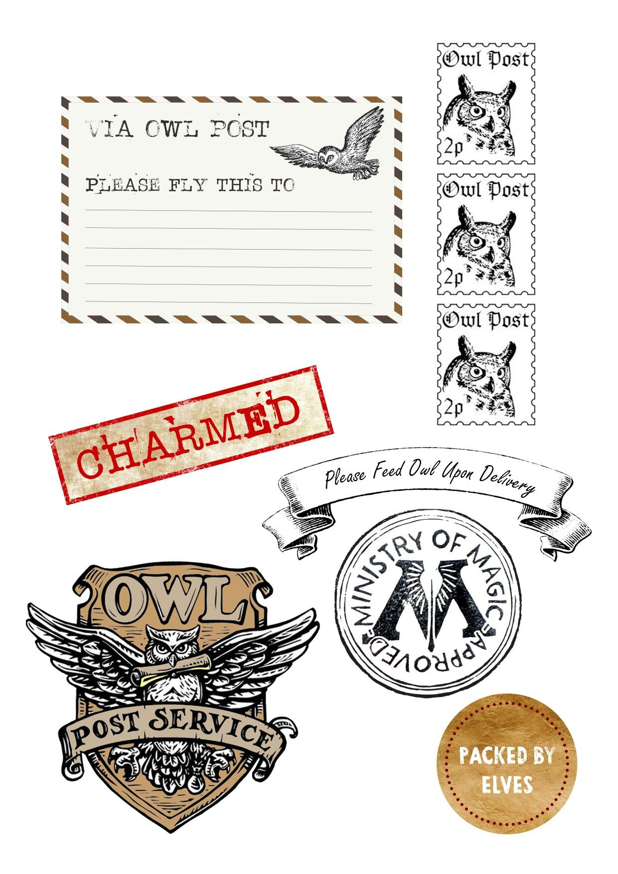 Harry Potter Owl Post Stickers with regard to Harry Potter Owl Post Printable